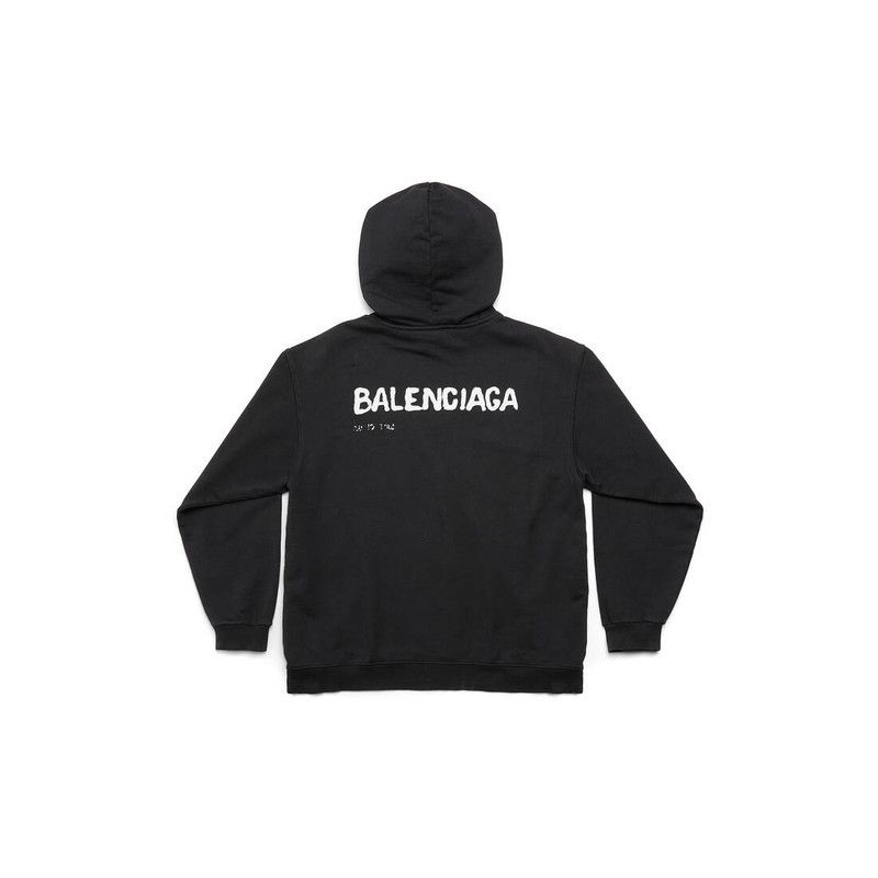 Balenciaga o1bcso1str0226 Hand Drawn Balenciaga Hoodie Medium Fit Black Size US M / EU 48-50 / 2 - 6 Thumbnail