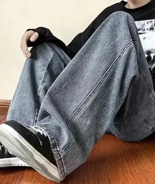 Japanese Brand Smoke Gray Color Straight Denim Baggy Pant Size US 32 / EU 48 - 3 Thumbnail