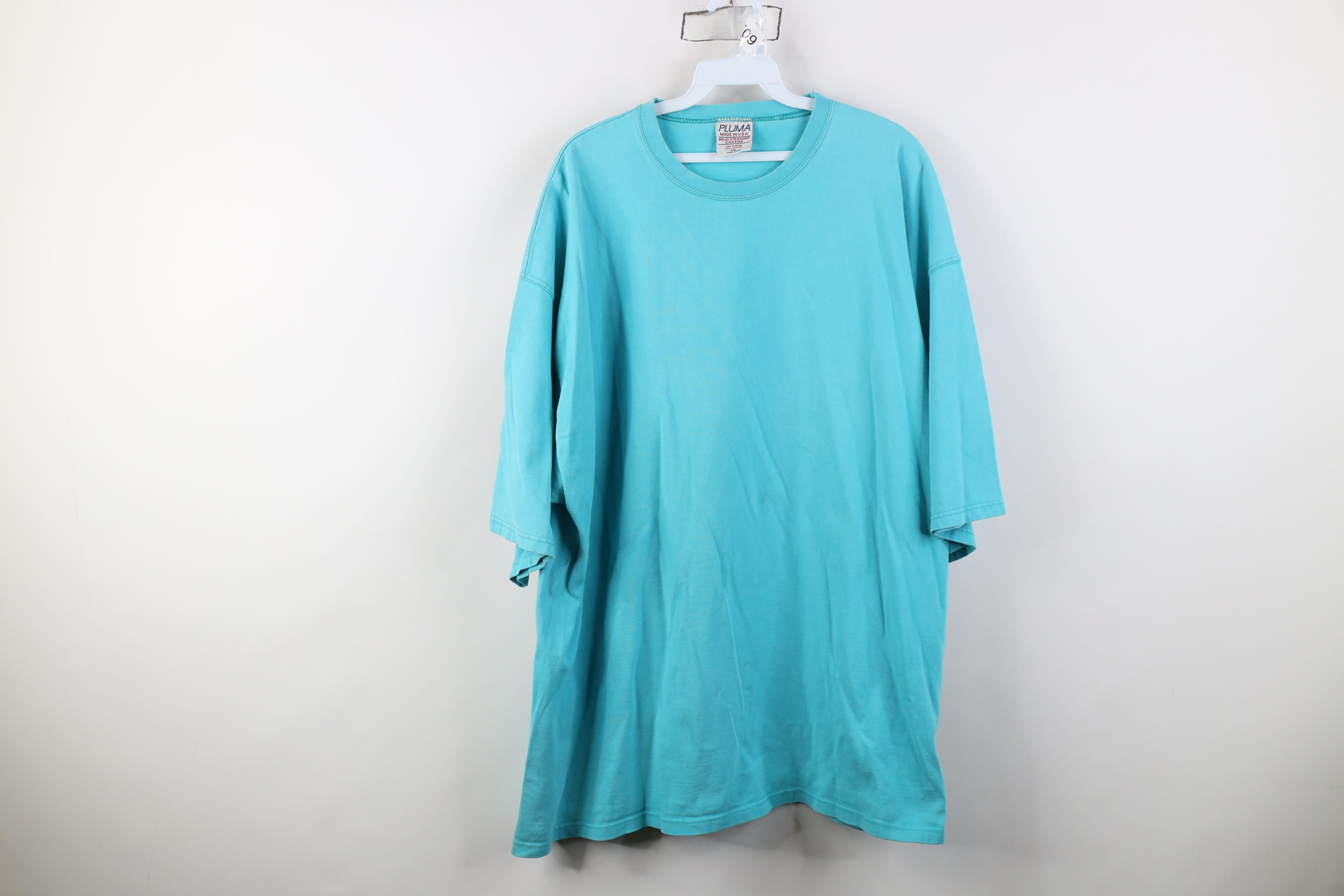 Vintage Vintage 90s Streetwear Heavyweight Cotton T-Shirt Blue USA Size US XXL / EU 58 / 5 - 1 Thumbnail