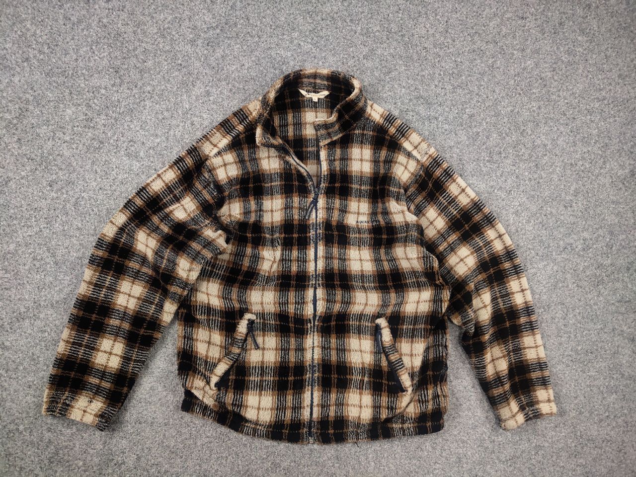 Aquascutum Vintage Aquascutum Zip-Up fleece brown check Sherpa jacket Size US L / EU 52-54 / 3 - 10 Thumbnail