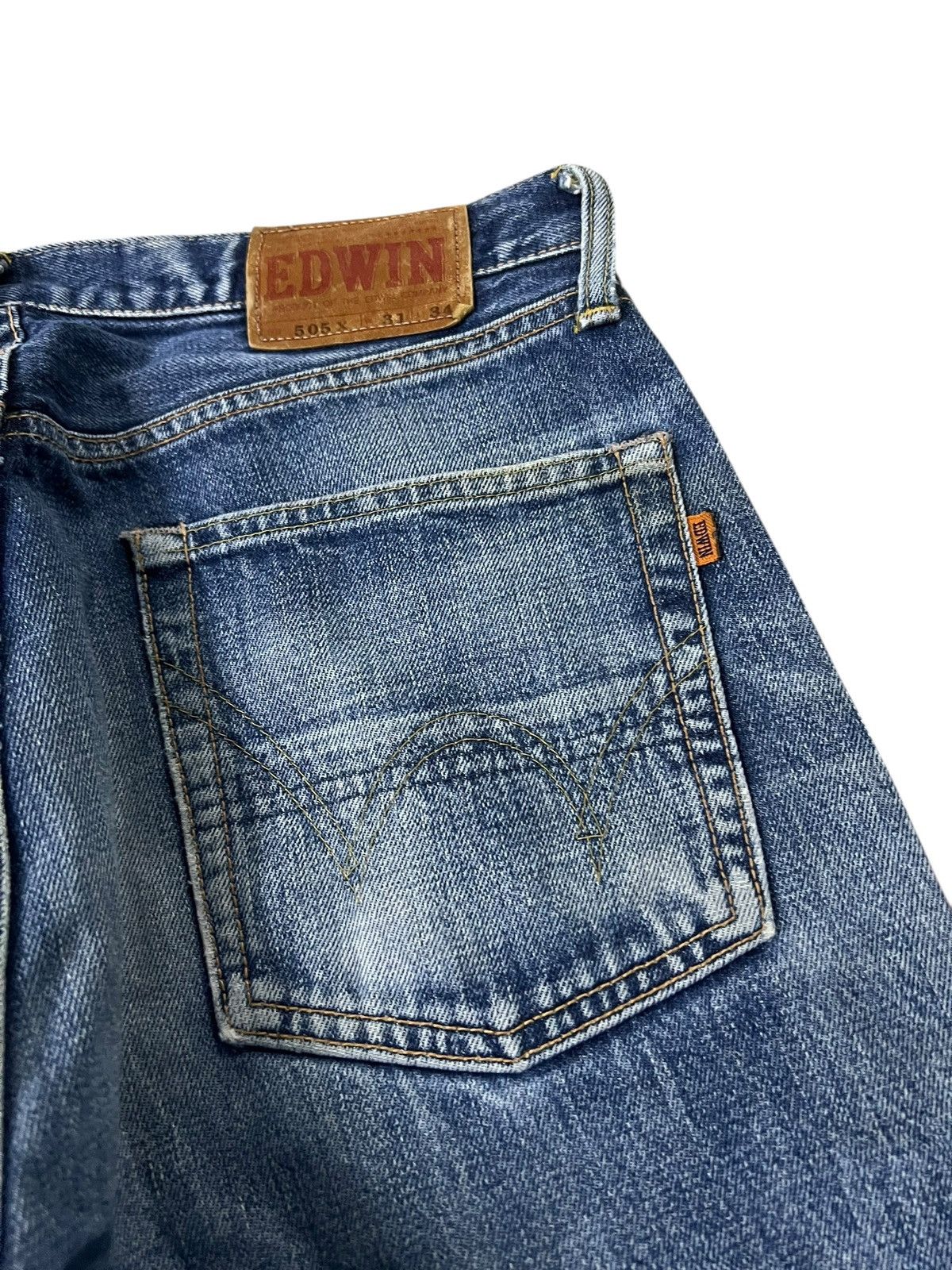 Edwin Vintage Baggy Edwin 505x Distressed Selvedge Denim Jean Size US 31 - 17 Thumbnail