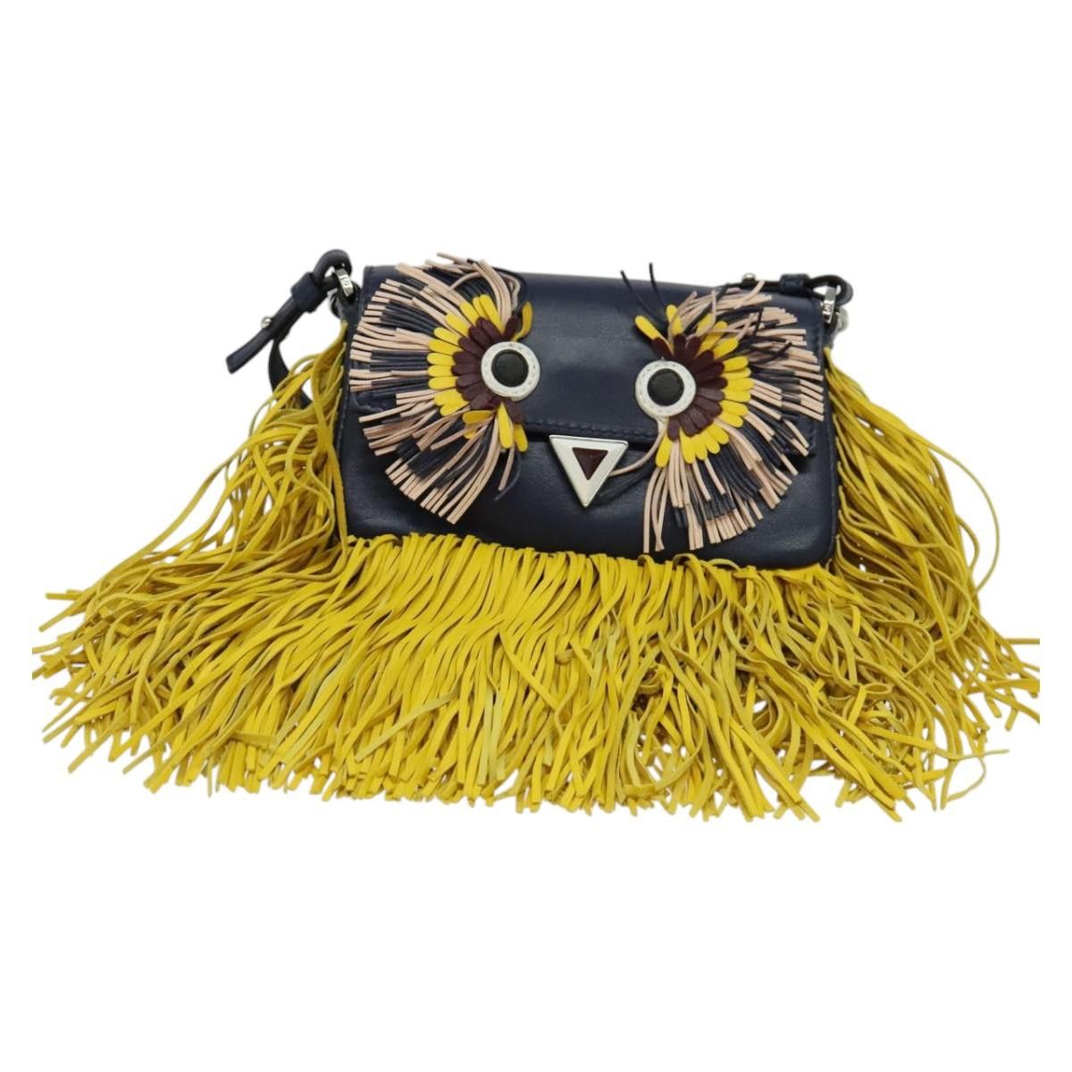 Fendi Monster Navy Leather Shoulder Bag (Pre-Owned) in Blue, Women's