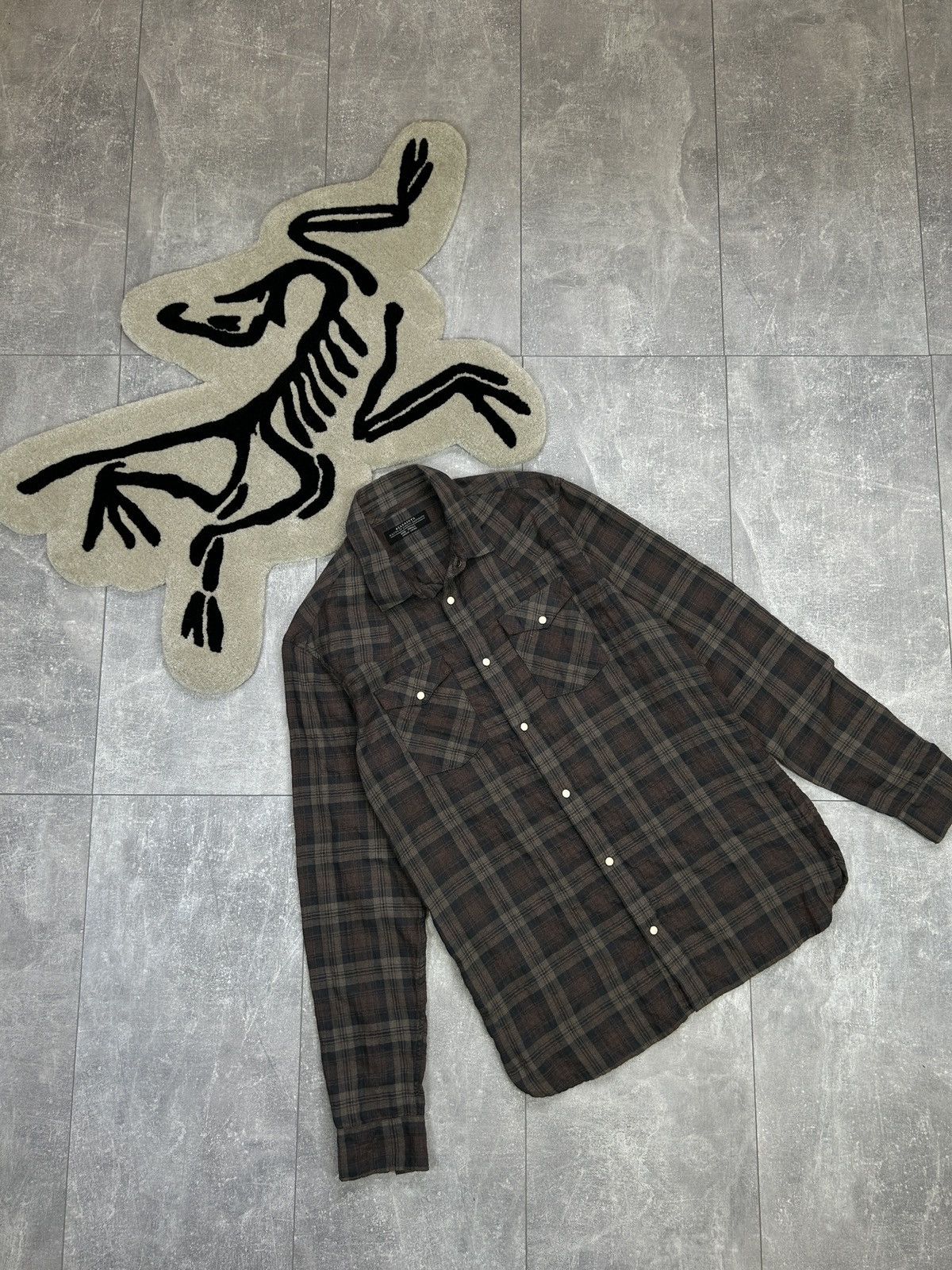 Allsaints × Japanese Brand Mens AllSaints Flannel Shirts button up plain ls shirt y2k Size US S / EU 44-46 / 1 - 12 Thumbnail