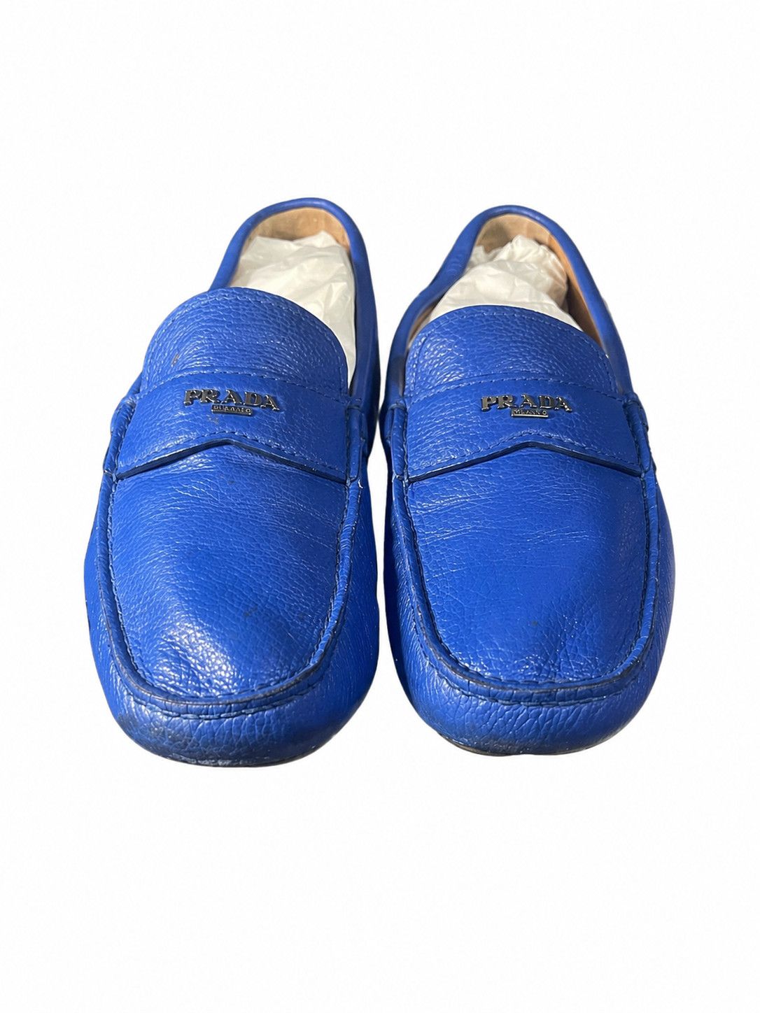 Prada Prada Blue Pebbled Leather Driver Loafers Slip-On SZ 10 Size US 10 / EU 43 - 5 Thumbnail