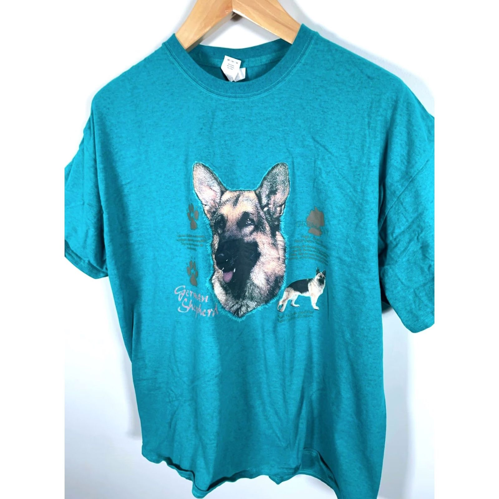 Gildan VINTAGE German Shepherd T-Shirt Men 2XL Green Collage Print Dog Gildan 90s Retro Shirt Size US XXL / EU 58 / 5 - 7 Thumbnail