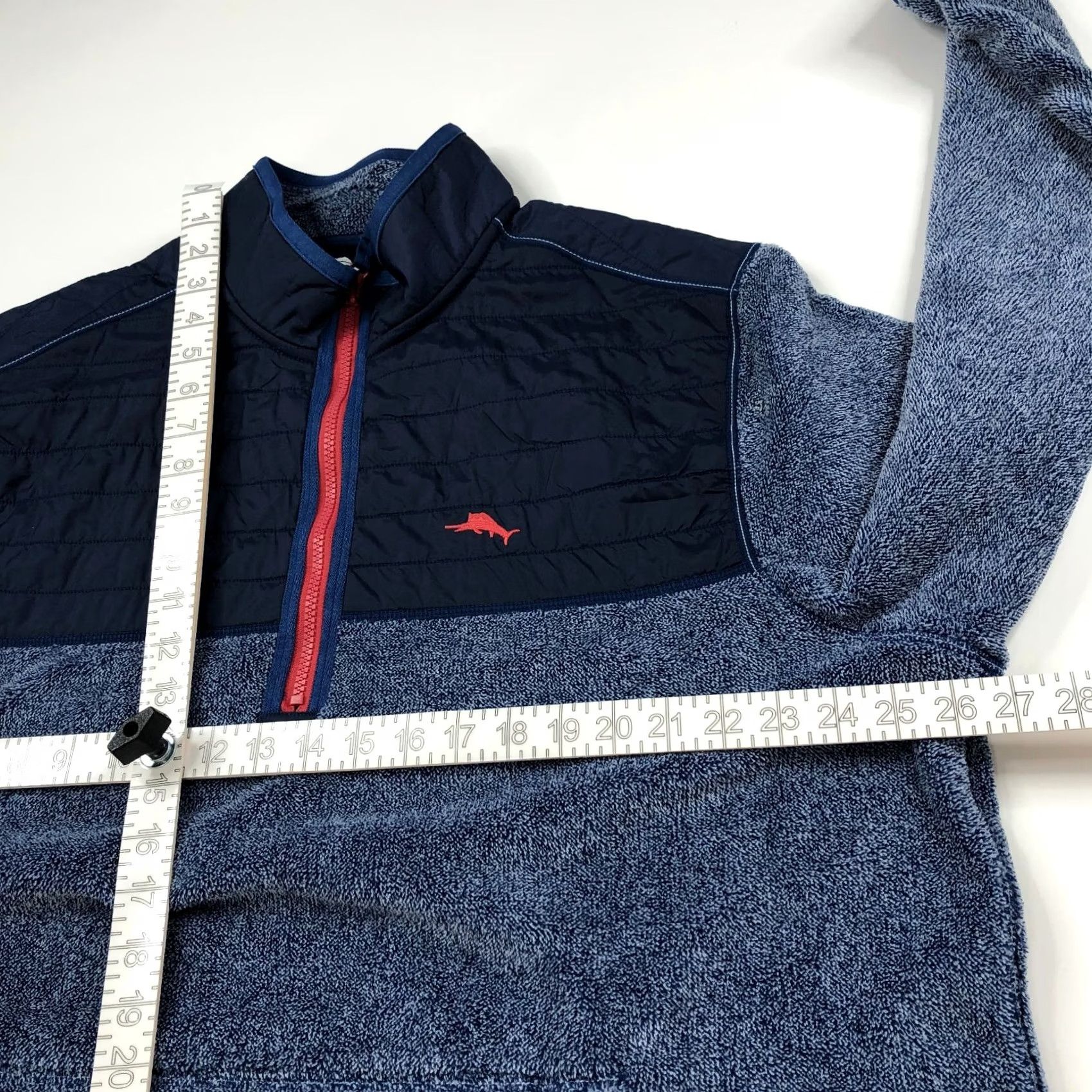 Tommy Bahama Tommy Bahama Pullover Sweater 1XLB Big 1/4 Zip Mock Neck Blue Knitted Knit Solid Logo Men’s Pullover 1/4 Zip 1XLB Big & Tall Size US XL / EU 56 / 4 - 4 Thumbnail