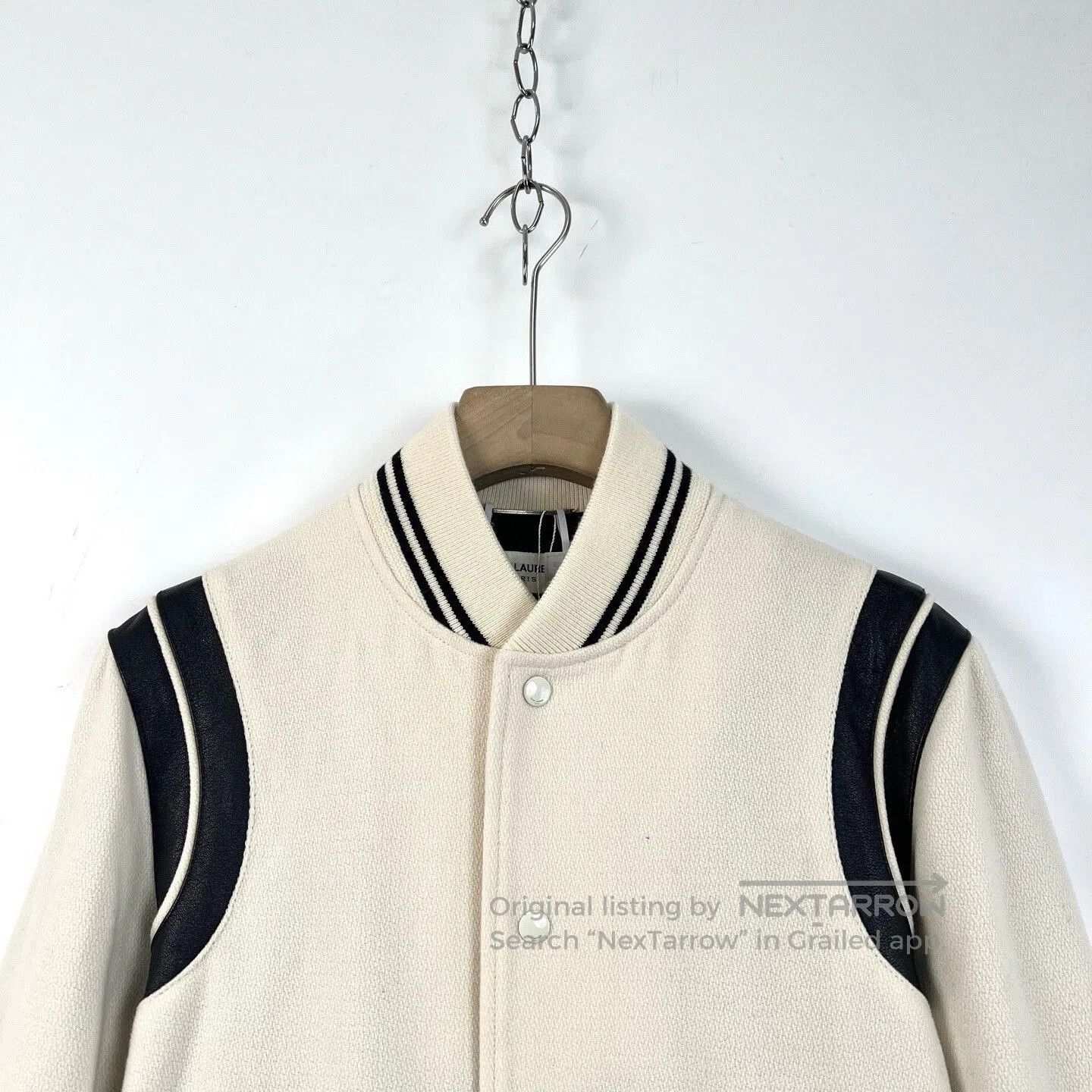 Yves Saint Laurent Saint Laurent Cream Striped Baseball Jacket. Size US M / EU 48-50 / 2 - 3 Thumbnail