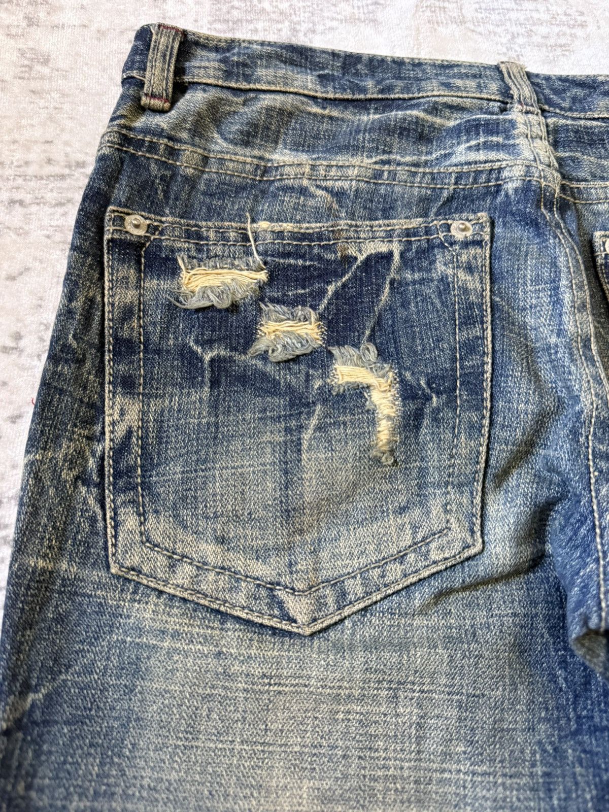 Japanese Brand R 45rpm Mud Wash Honeycomb Distressed Flared Jeans Size US 28 / EU 44 - 16 Thumbnail