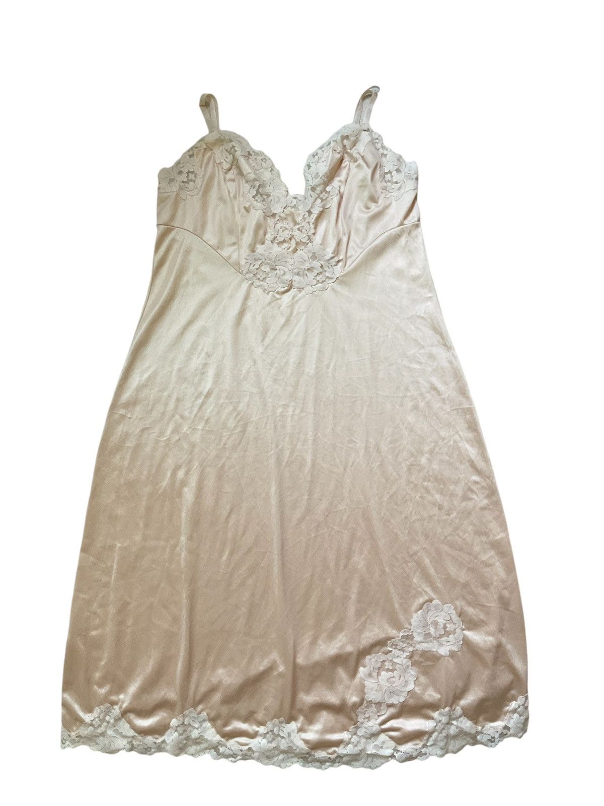 Vintage Soft pink lace midi slip Size L / US 10 / IT 46 - 2 Thumbnail