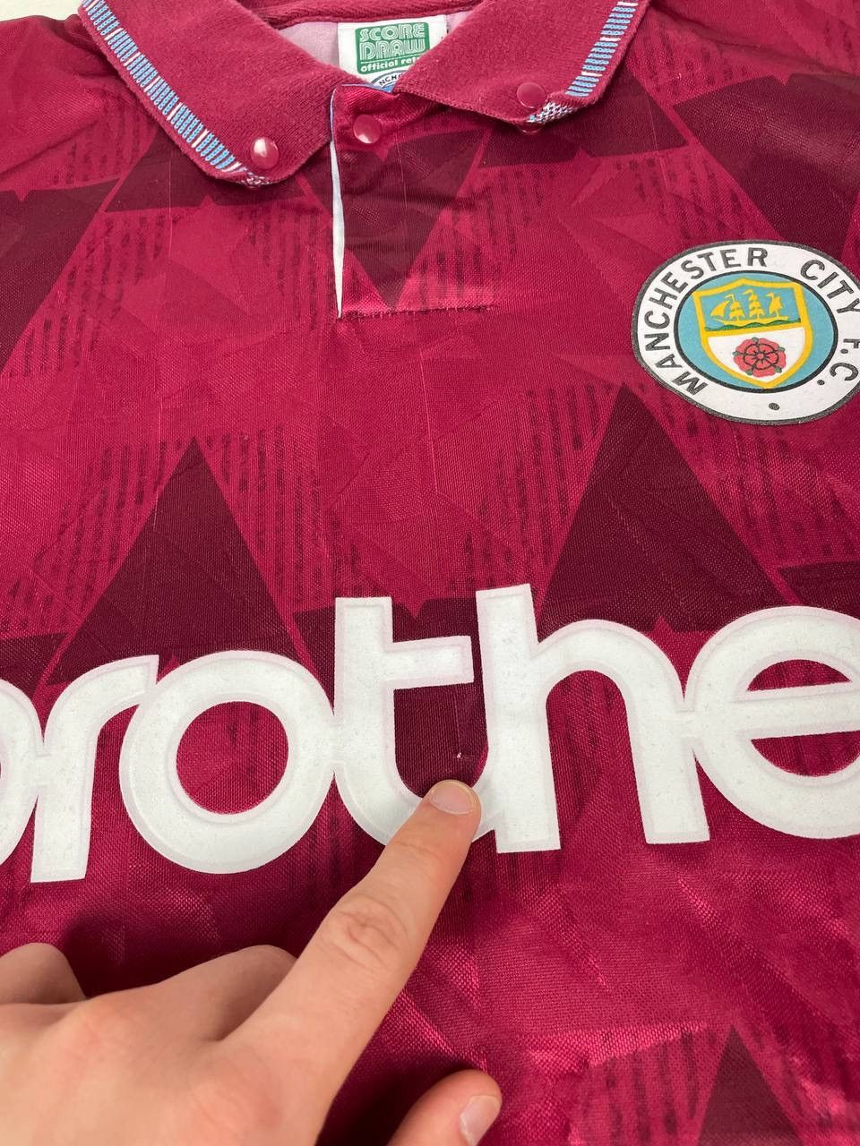 Vintage Vintage Score Draw Manchester City 1990 1992 Away Jersey Size US L / EU 52-54 / 3 - 8 Thumbnail
