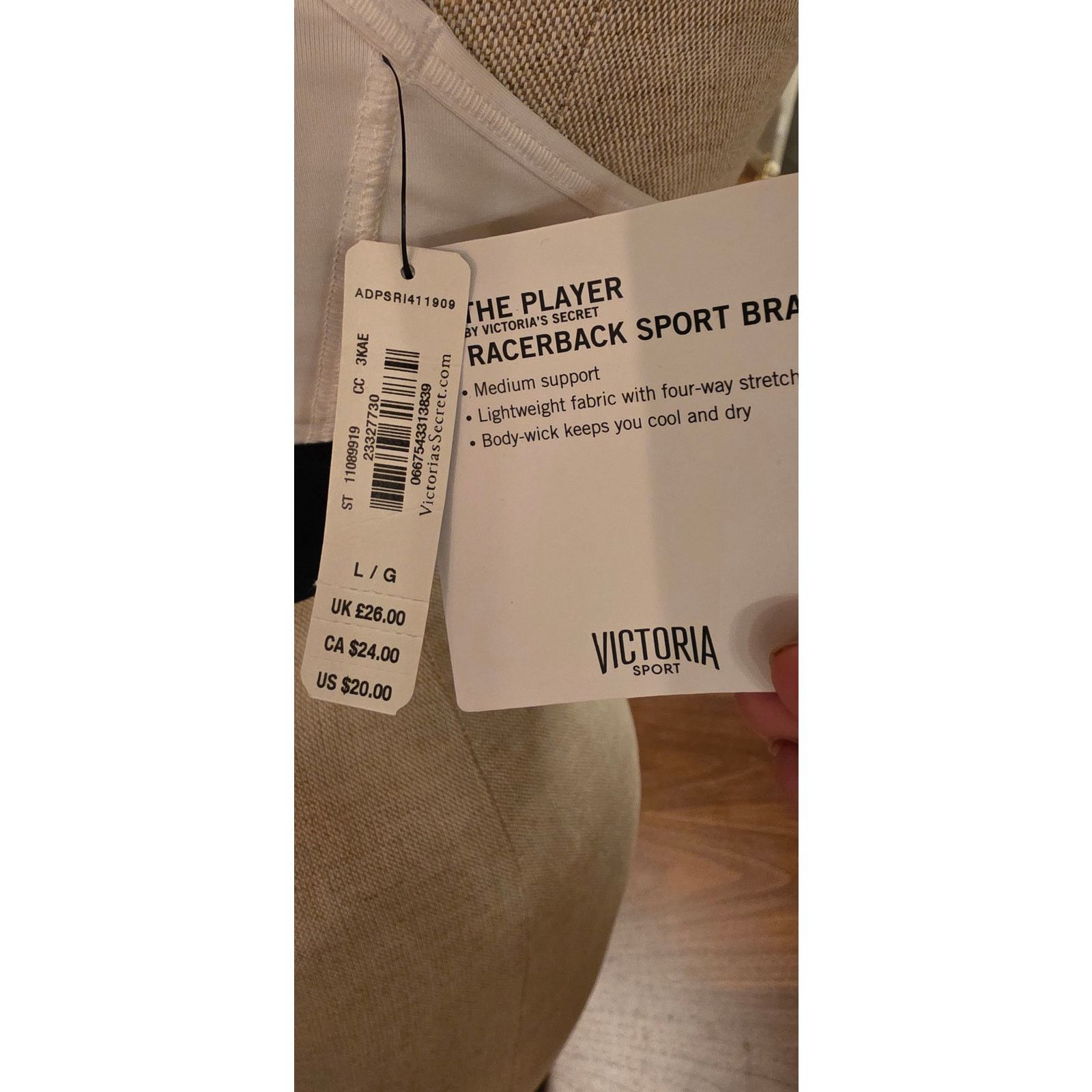 Victoria's Secret Victoria Sport The Player White Strappy Sport Bra Size L NWT Size ONE SIZE - 3 Thumbnail