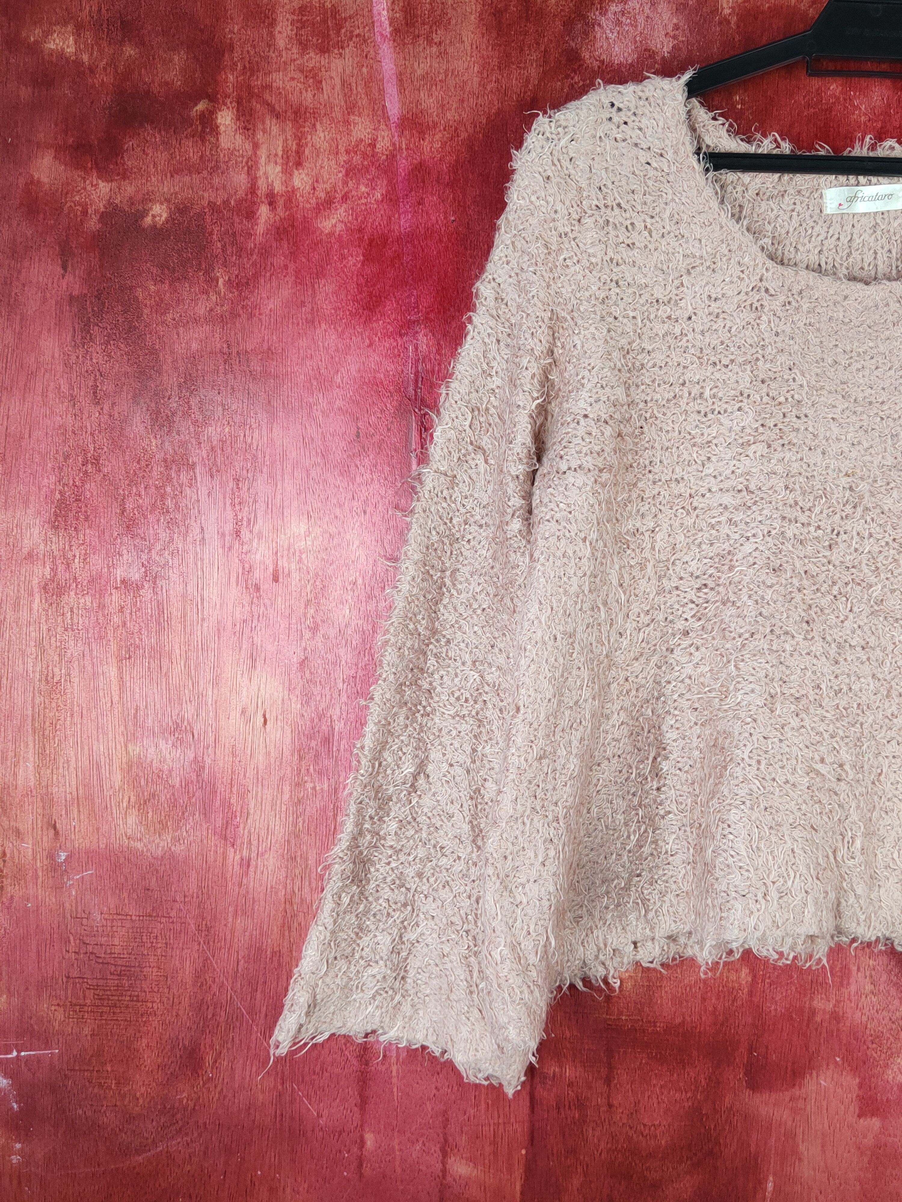 Homespun Knitwear Africataro Peach Shag Shaggy Fur Mohair Knitwear #S1889 Size S / US 4 / IT 40 - 3 Thumbnail