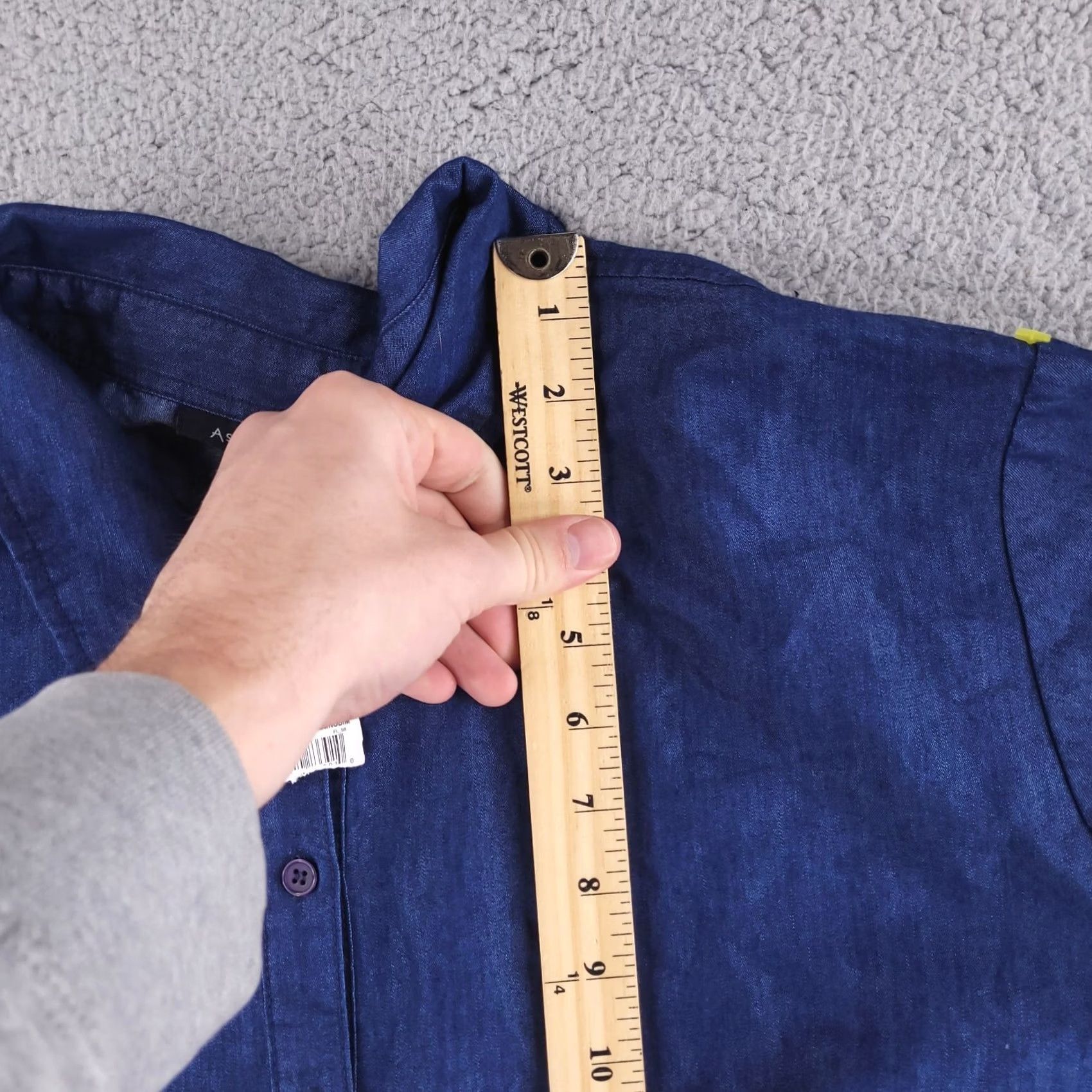Vintage Ashley Stewart Shirt Womens Plus 26 Blue Denim Chambray Long Sleeve Button-Up Size 4XL / US 24-26 - 6 Thumbnail