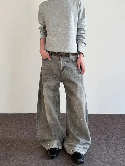 Jean Wide Leg Baggy Jeans with Paint Splatter Detail Size US 30 / EU 46 - 3 Thumbnail