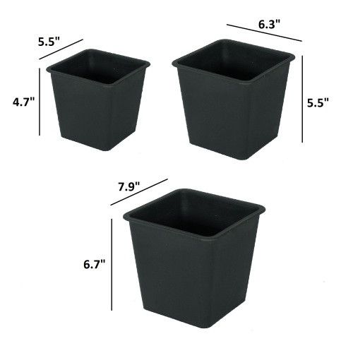 Designer × Homemade 5" Square Nursery Plant Pot - Garden Plastic Pots with Drain Size US L / EU 52-54 / 3 - 3 Thumbnail