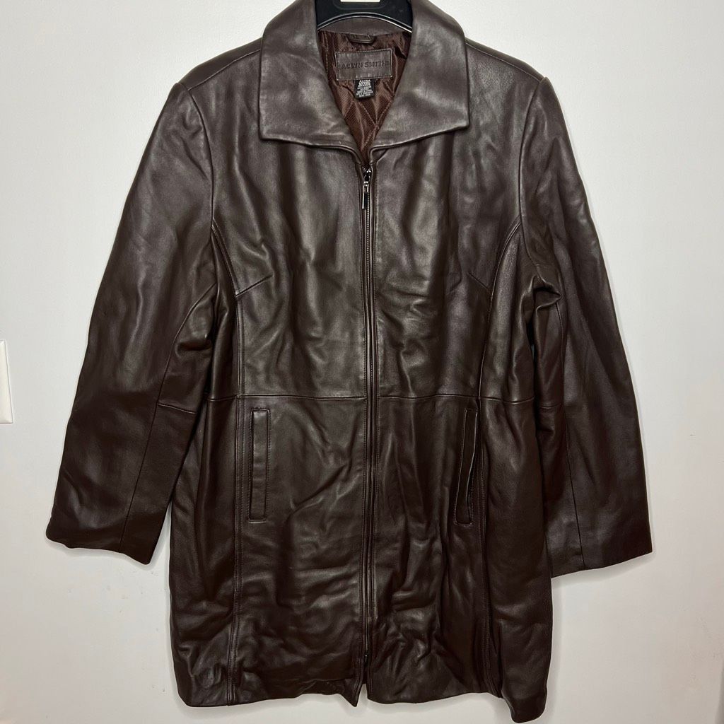 Vintage Jaclyn Smith, Y2K Long Jacket Dark Brown Genuine Leather Coat, Women’s X-Large Size XL / US 12-14 / IT 48-50 - 14 Thumbnail