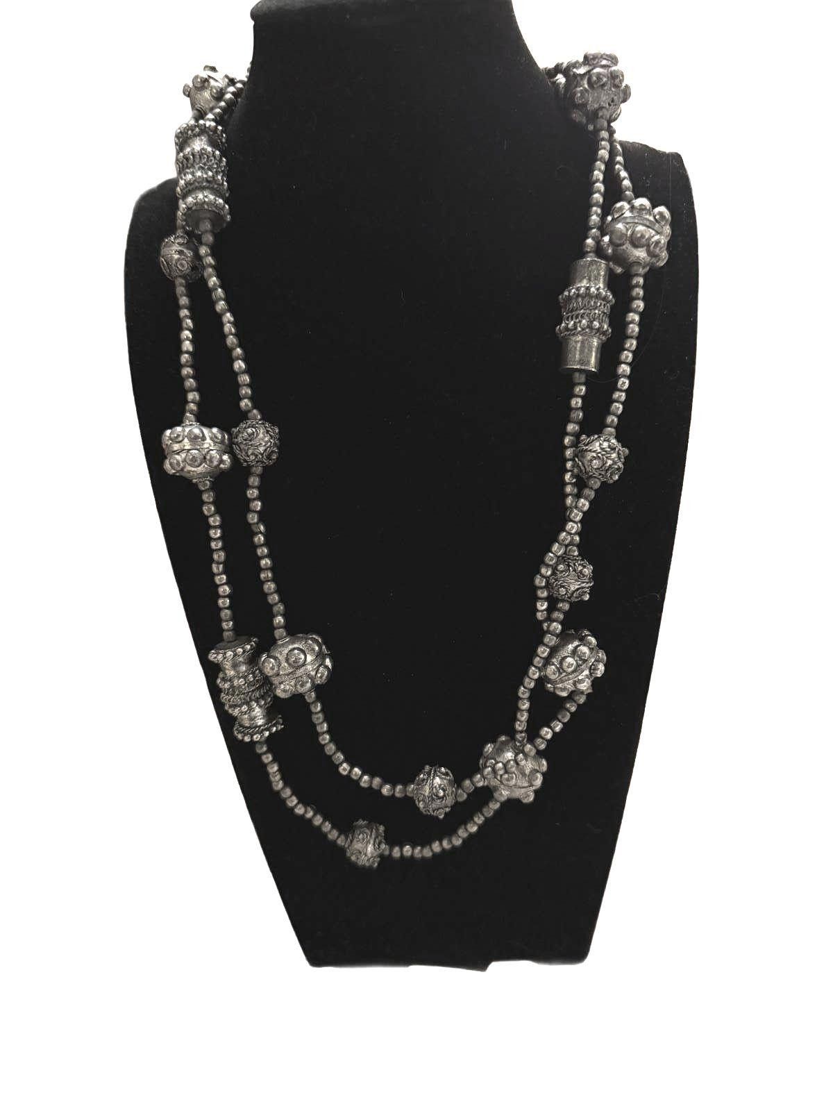 Other Afghani Silver Beaded Necklace with Ornate Beads Size ONE SIZE - 1 Thumbnail