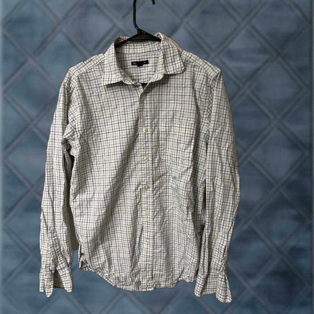 Gap Gap men’s button down long sleeve shirt Medium White Gingham Size US M / EU 48-50 / 2 - 1 Thumbnail
