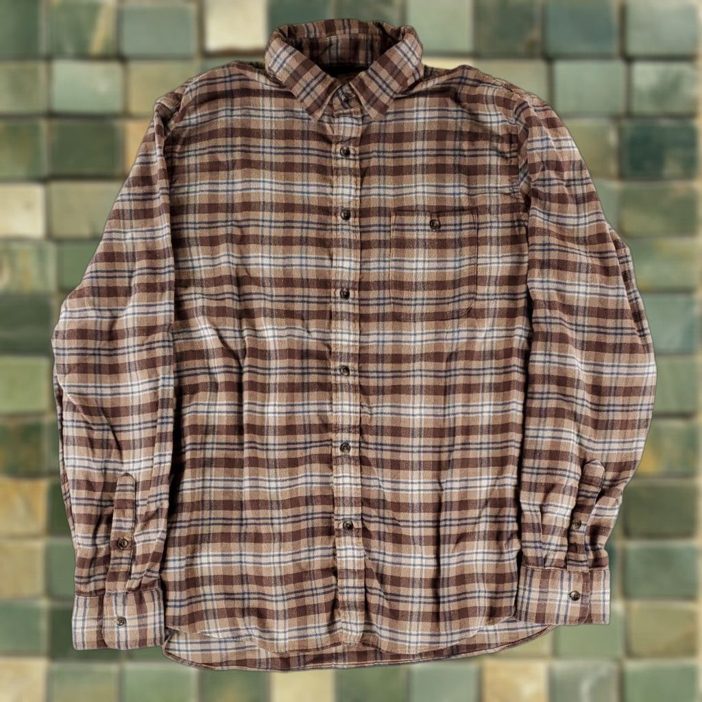 Faherty Faherty Button-Down Flannel Shirt Plaid Long Sleeve Mens XL Multicolor Blue Brown Size US XL / EU 56 / 4 - 1 Thumbnail