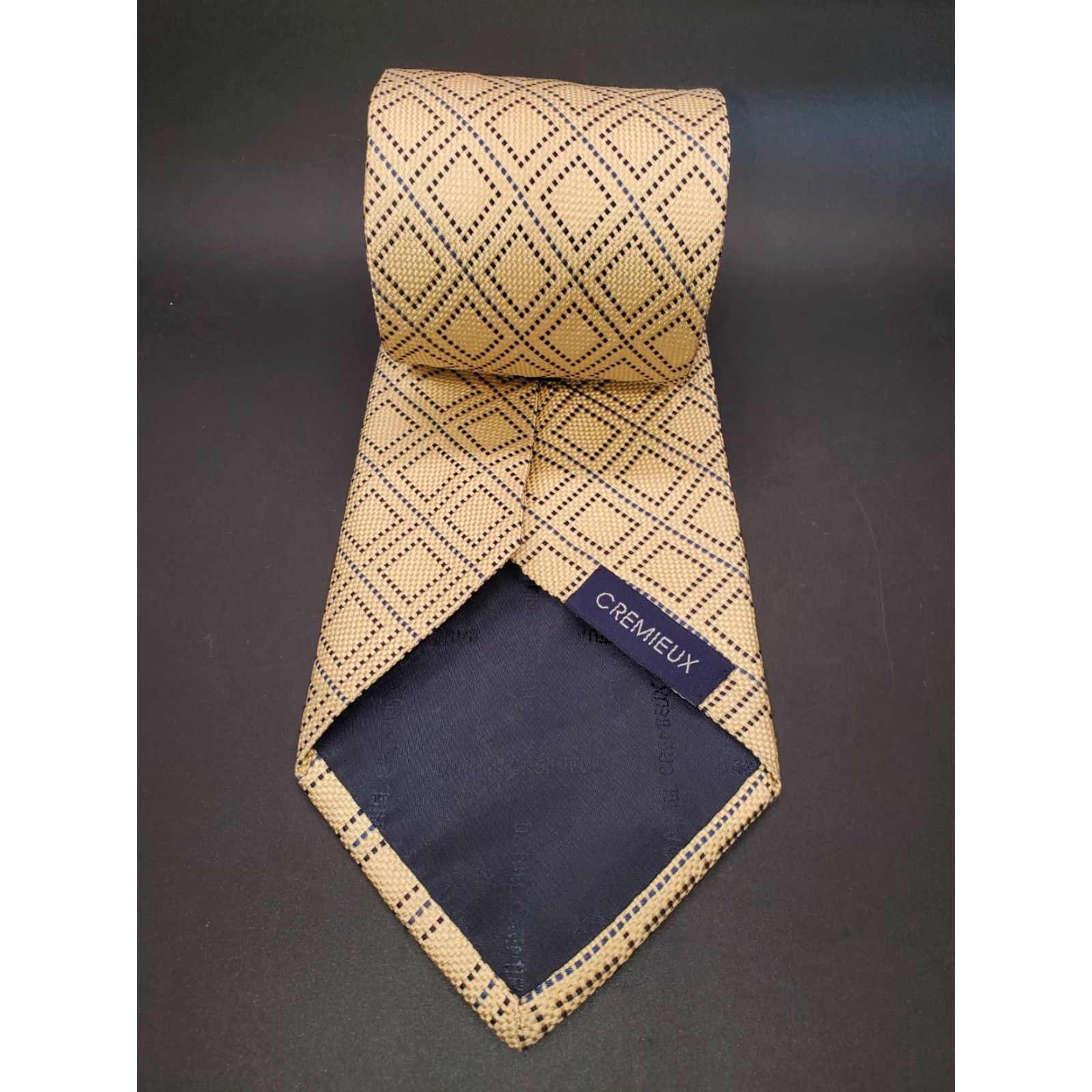 Cremieux VINTAGE Daniel Cremieux Neck Tie Men Yellow & Blue Striped 100% Silk Hand Made Classic 57"-60" Wide Adjustable Logo Size ONE SIZE - 2 Thumbnail