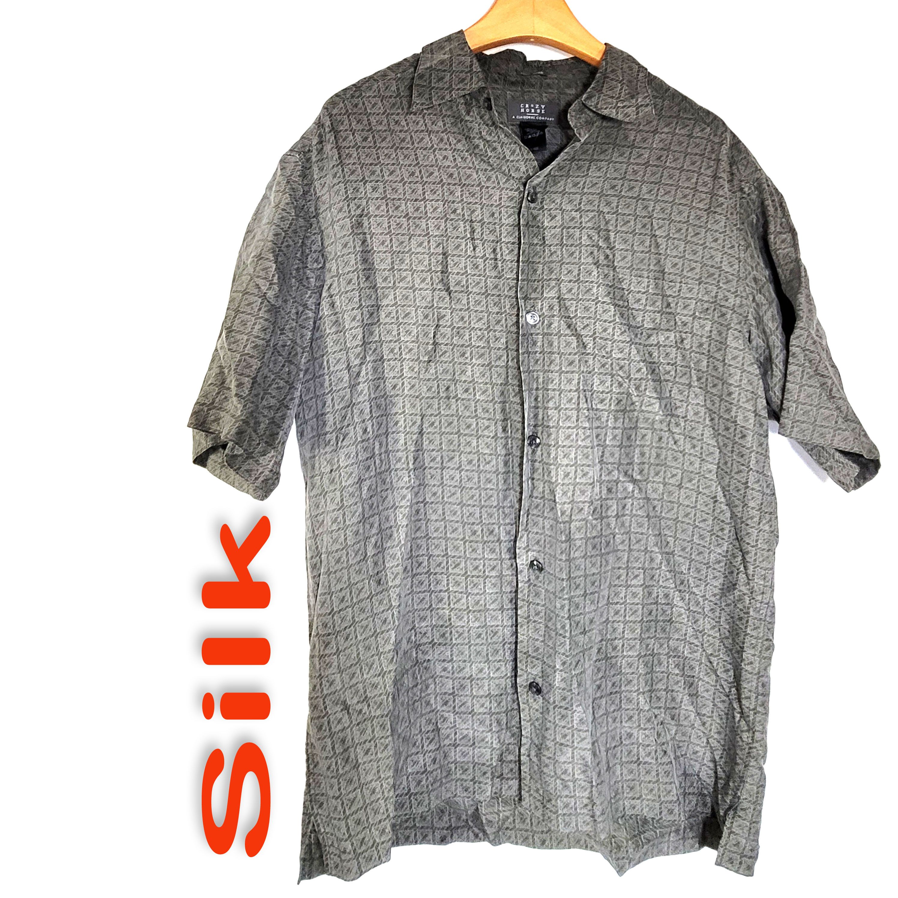 Other Men's 100% Silk Short Sleeve Top Button-Up Shirt SDK368 Size US L / EU 52-54 / 3 - 1 Thumbnail