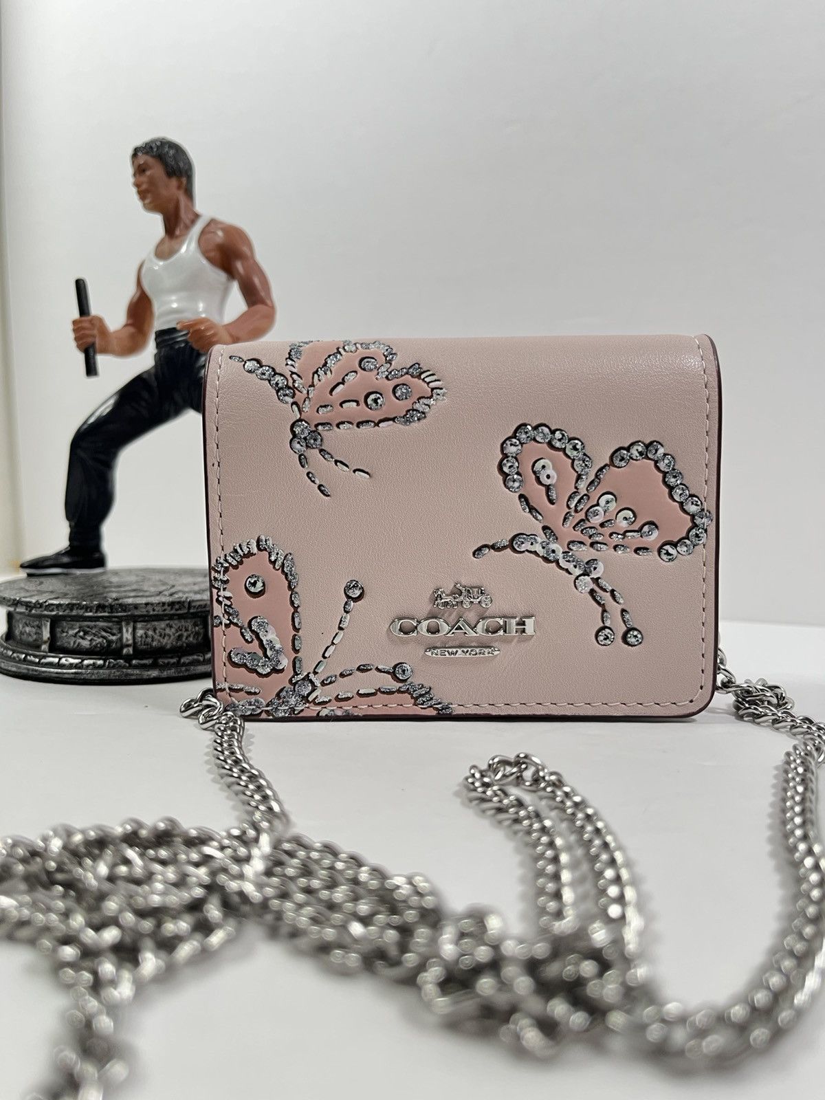 Coach Coach Mini Wallet On A Chain With Sparkly Butterfly Print Size ONE SIZE - 1 Thumbnail
