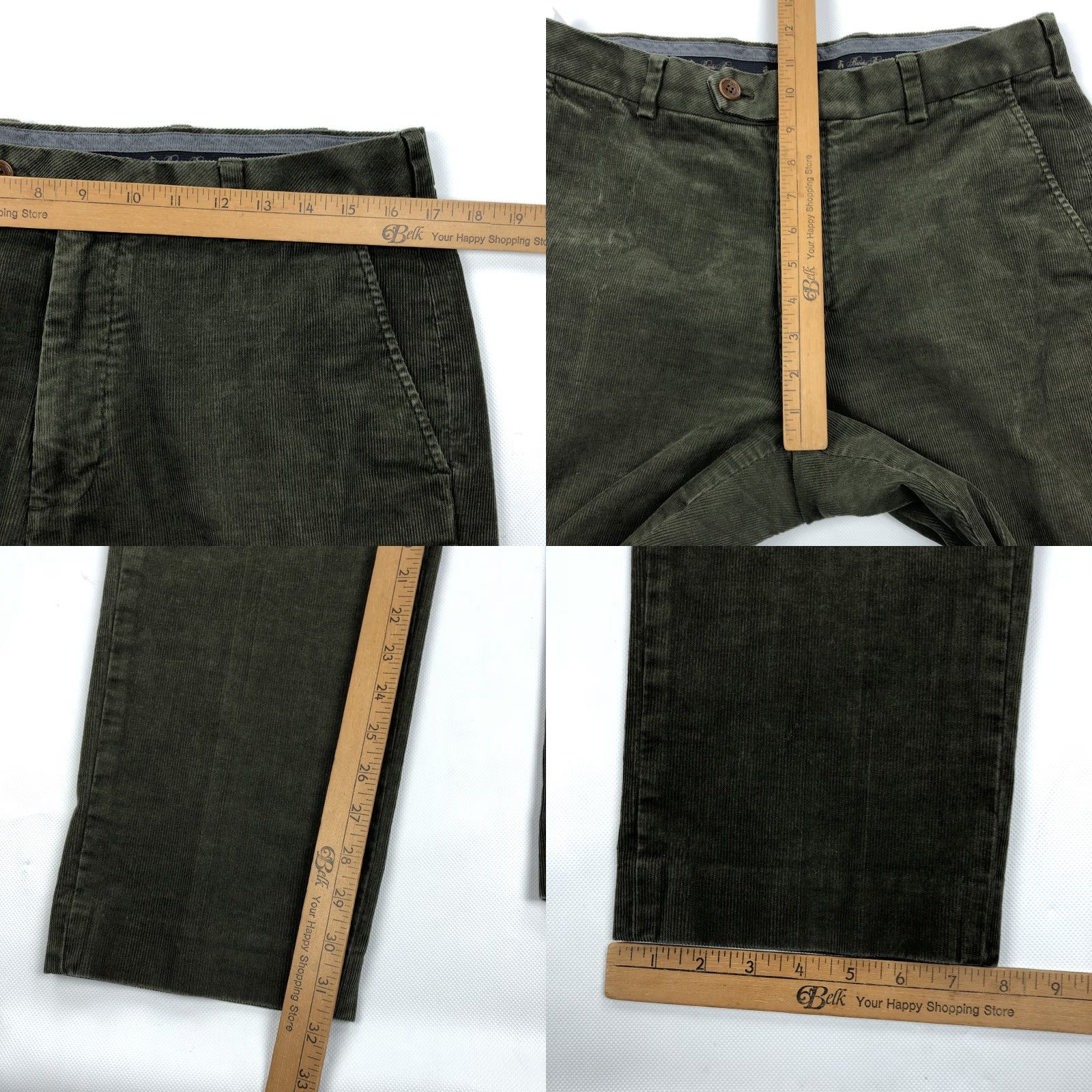 Brooks Brothers Brooks Brothers Clark Men's Green Corduroy Flat Front Pants W34 L32 Stretch Size US 34 / EU 50 - 8 Thumbnail