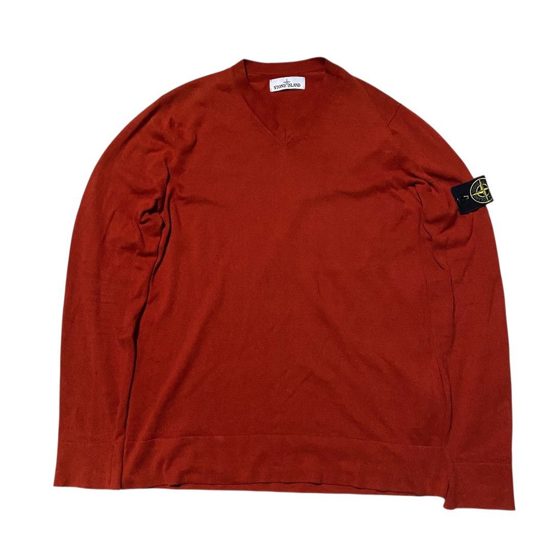 Stone Island Stone island v-neck patch reddish orange knitwearr Size US L / EU 52-54 / 3 - 1 Thumbnail
