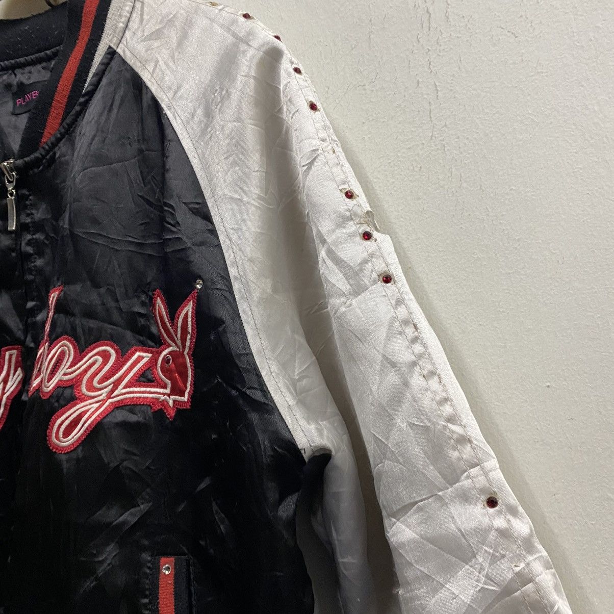 Playboy Y2K Playboy Bunny Satin Bomber Jacket Black Silver Red Size US XS / EU 42 / 0 - 7 Thumbnail