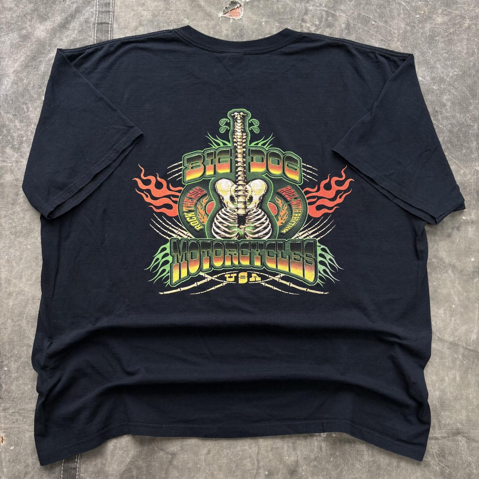 Anvil Vintage Y2K Big Dog Motorcycles Flames Bones Grunge Shirt Size US XL / EU 56 / 4 - 2 Thumbnail