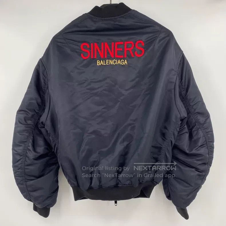 Balenciaga Balenciaga Back Sinners embroidered lettering flight jacke Size US S / EU 44-46 / 1 - 1 Thumbnail