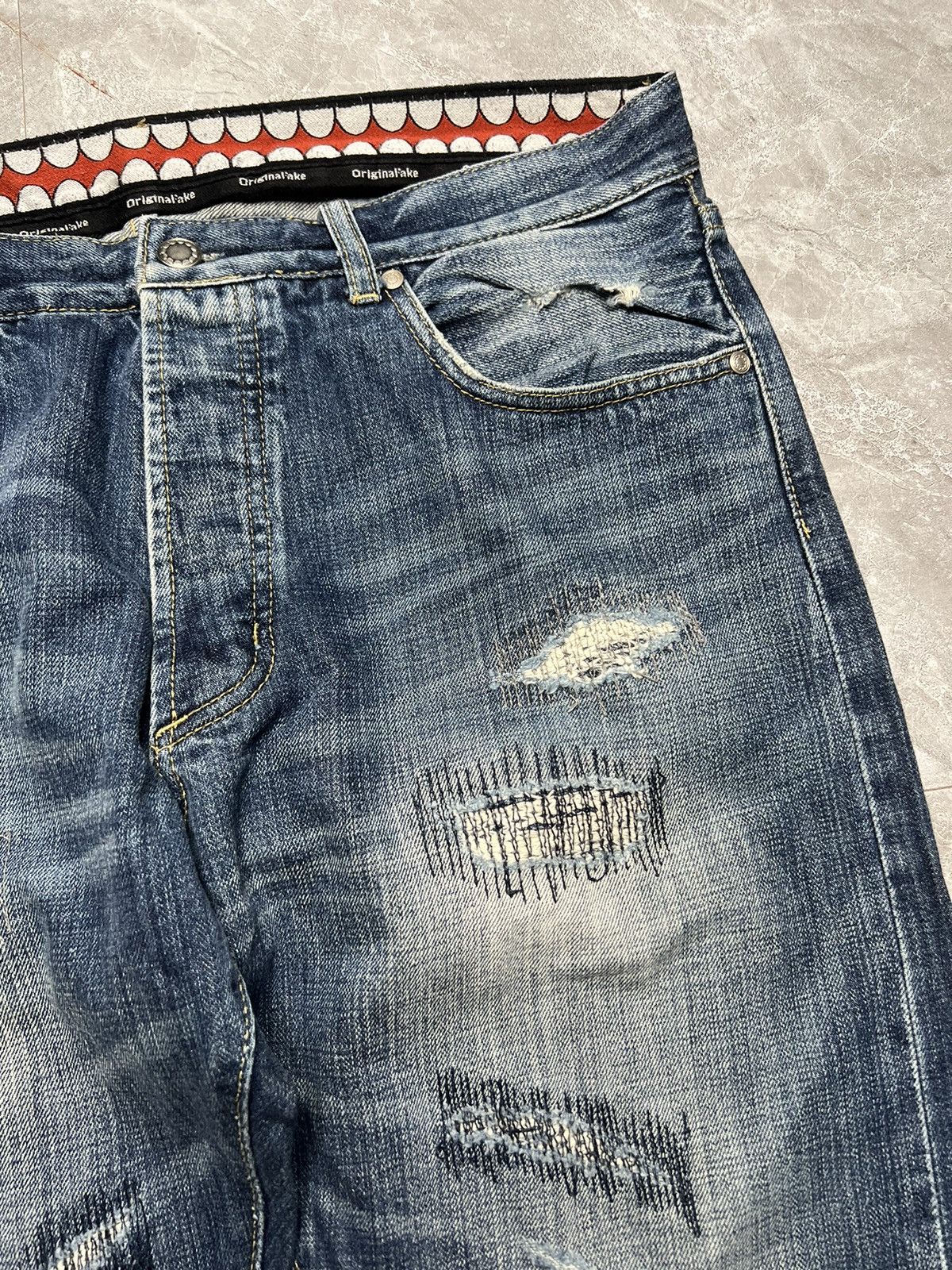 Original Fake Kaws x Original Fake S/S 11 Distressed Selvedge Jeans Size US 34 / EU 50 - 4 Thumbnail
