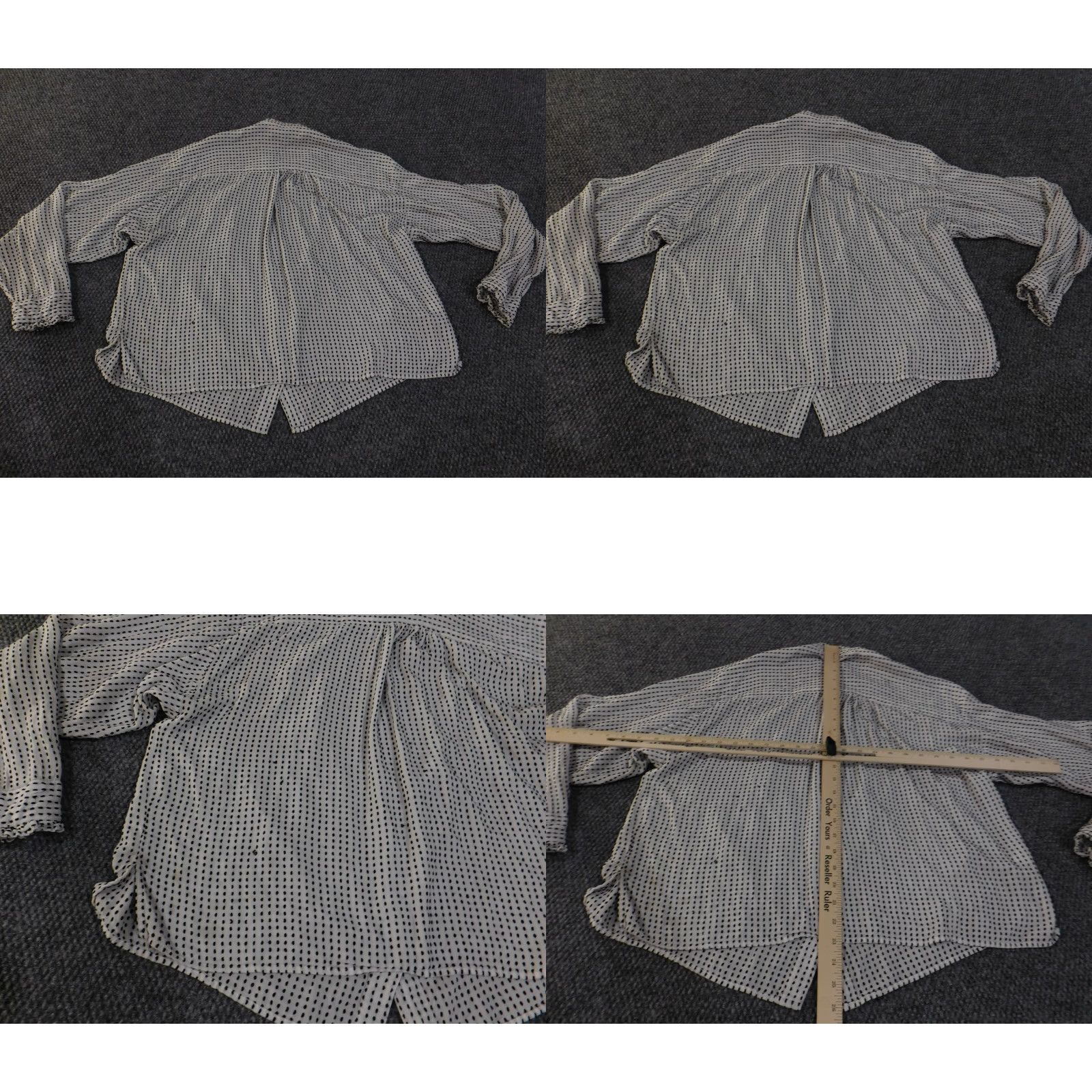 Ann Taylor LOFT Blouse Womens L White Black Polka Dot Lightweight Casual Shirt Girls Mens Size L / US 10 / IT 46 - 8 Thumbnail