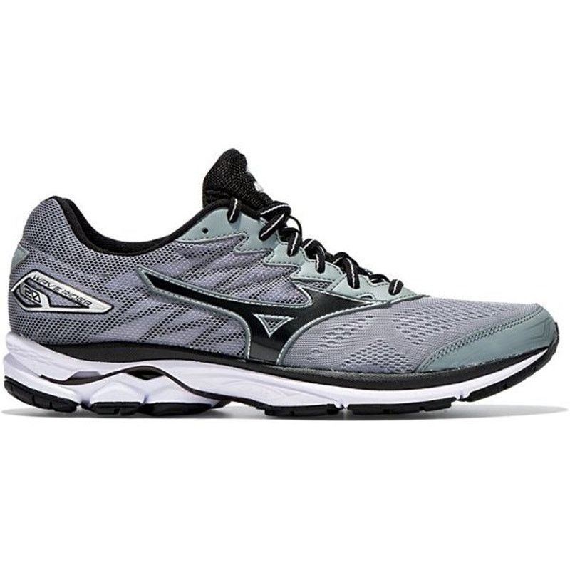 Mizuno Wave Rider 20 Running Shoes Lace Up Low Gray Black 8 in Grey, Men's