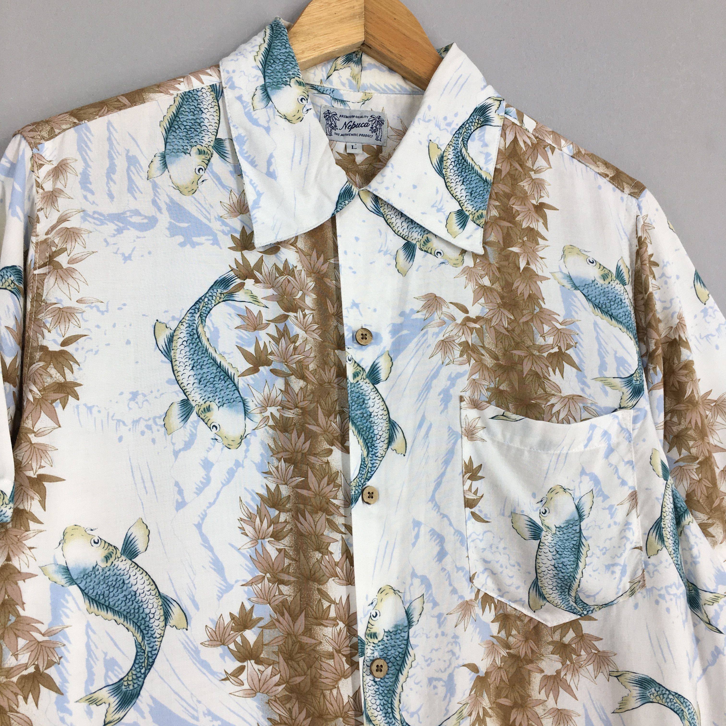 Other Vintage Aloha Surf Nepuca Japanese Koi Fish Rayon Shirt L Size US L / EU 52-54 / 3 - 3 Thumbnail