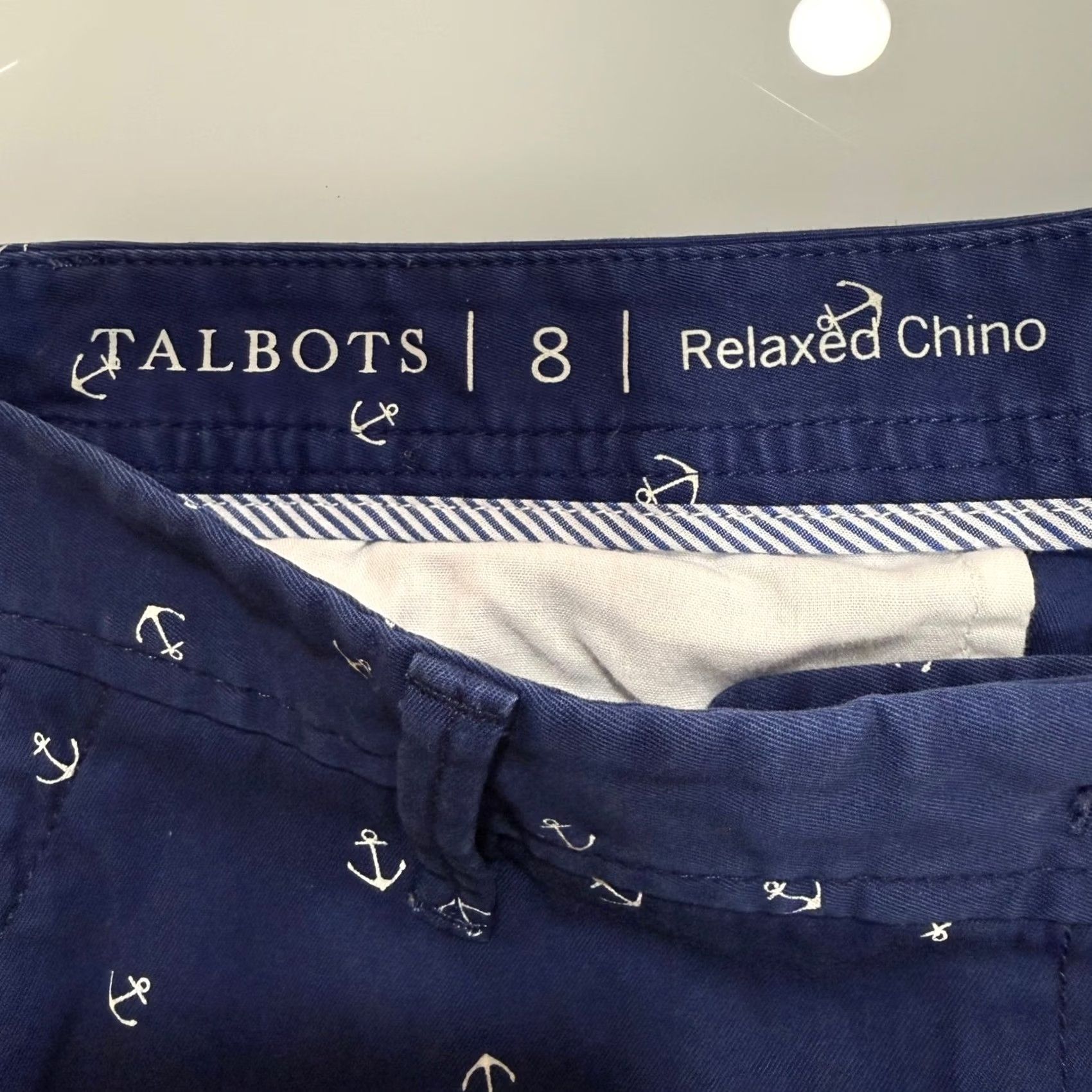 Talbots Talbots Womens 8 Relaxed Chino Pants Navy Blue Anchor Print Nautical Preppy Size 30" / US 8 / IT 44 - 5 Thumbnail