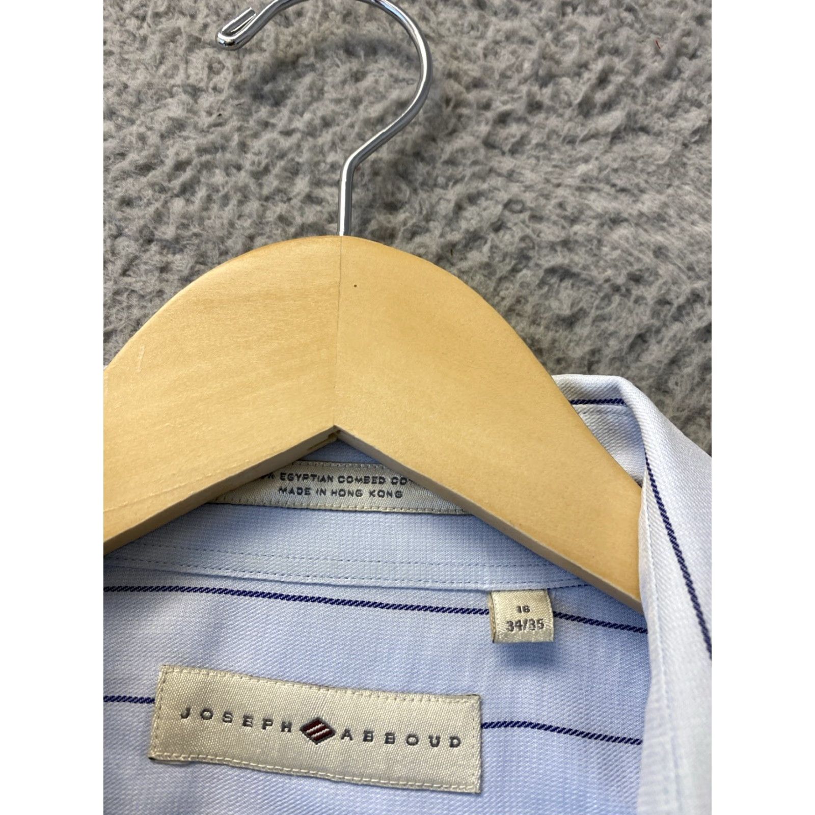 Joseph Abboud Joseph Abboud Blue Dress Shirt Tailored Fit 16 34/35 Regular Men’s Shirt Stripe Button-Down Collar Long Sleeve Size 42R - 3 Thumbnail