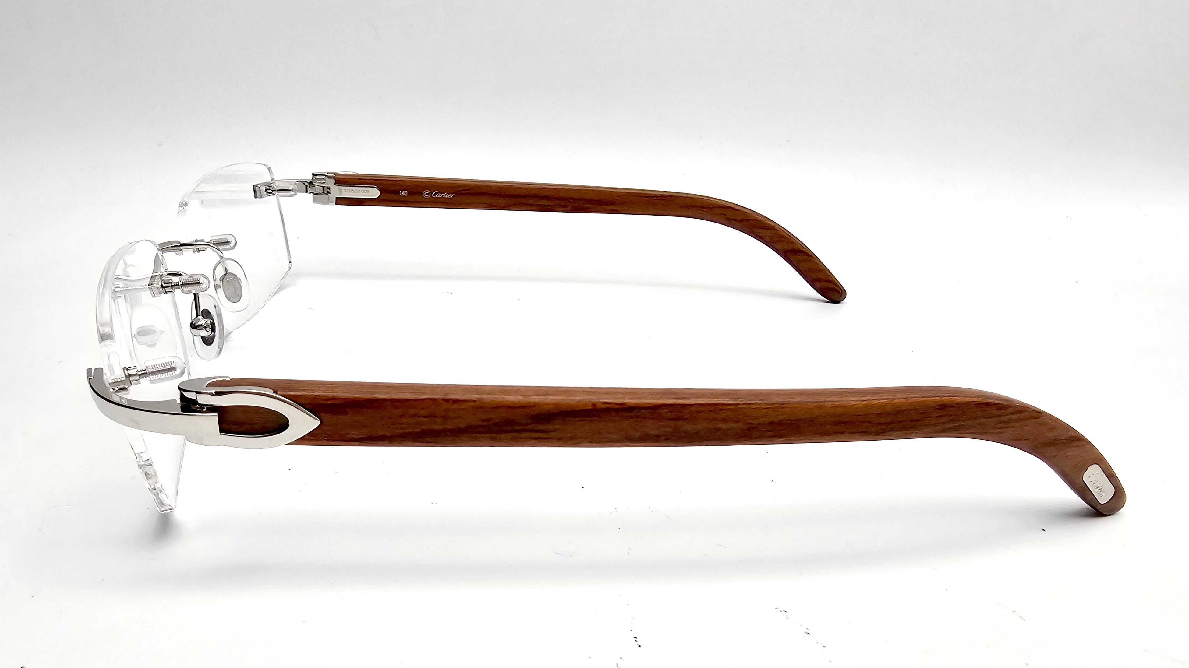 Cartier NEW! Cartier Ibiza Wood Silver Glasses CT00520 Size ONE SIZE - 7 Thumbnail