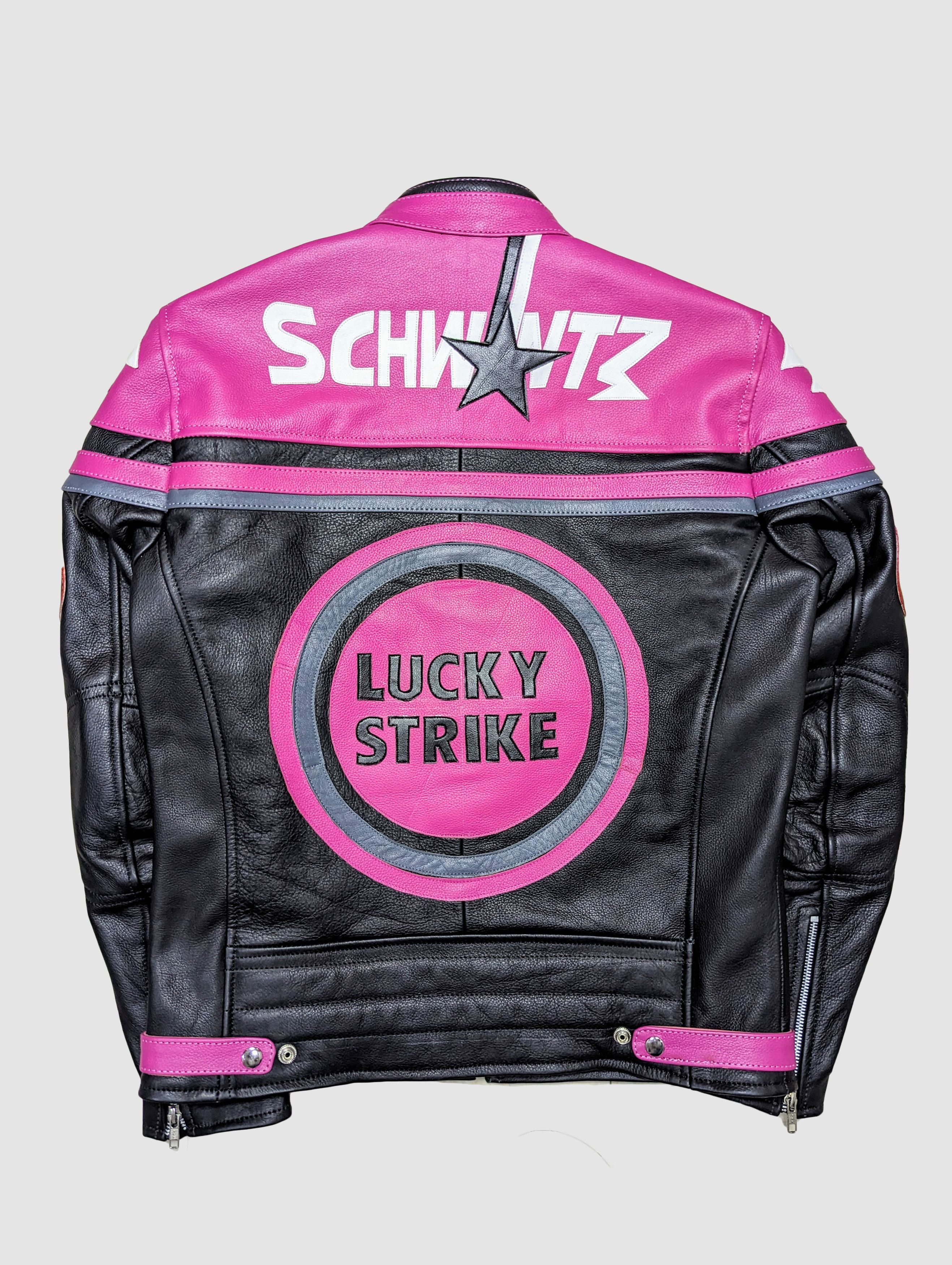 Other LUCKY STRIKE Rare Vintage PINK 90s Leather Jacket Size US XL / EU 56 / 4 - 2 Thumbnail