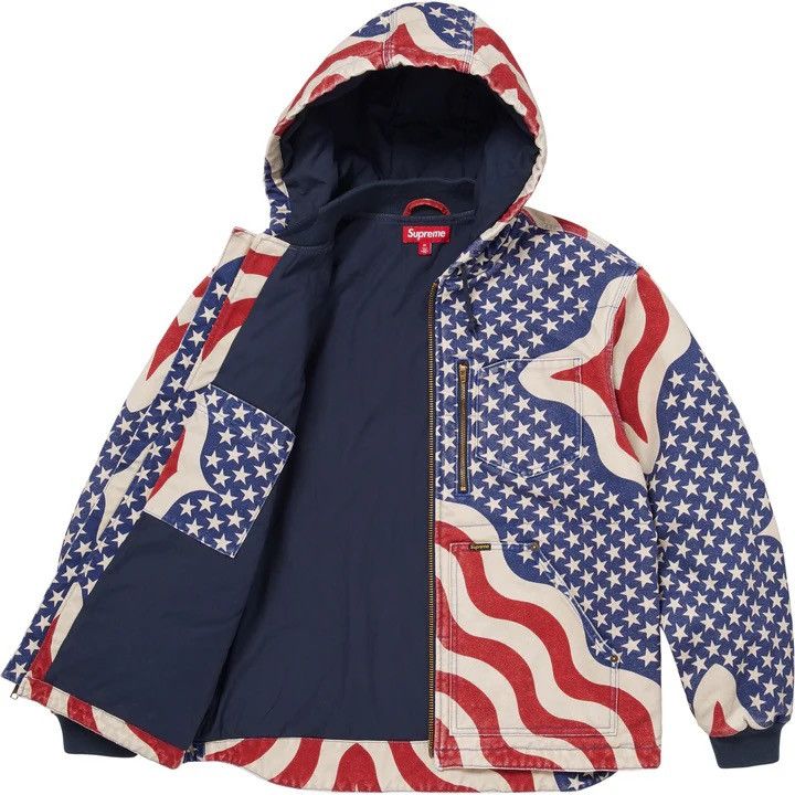 Supreme Supreme Flag Quilted Hooded Work Jacket Size US L / EU 52-54 / 3 - 2 Thumbnail