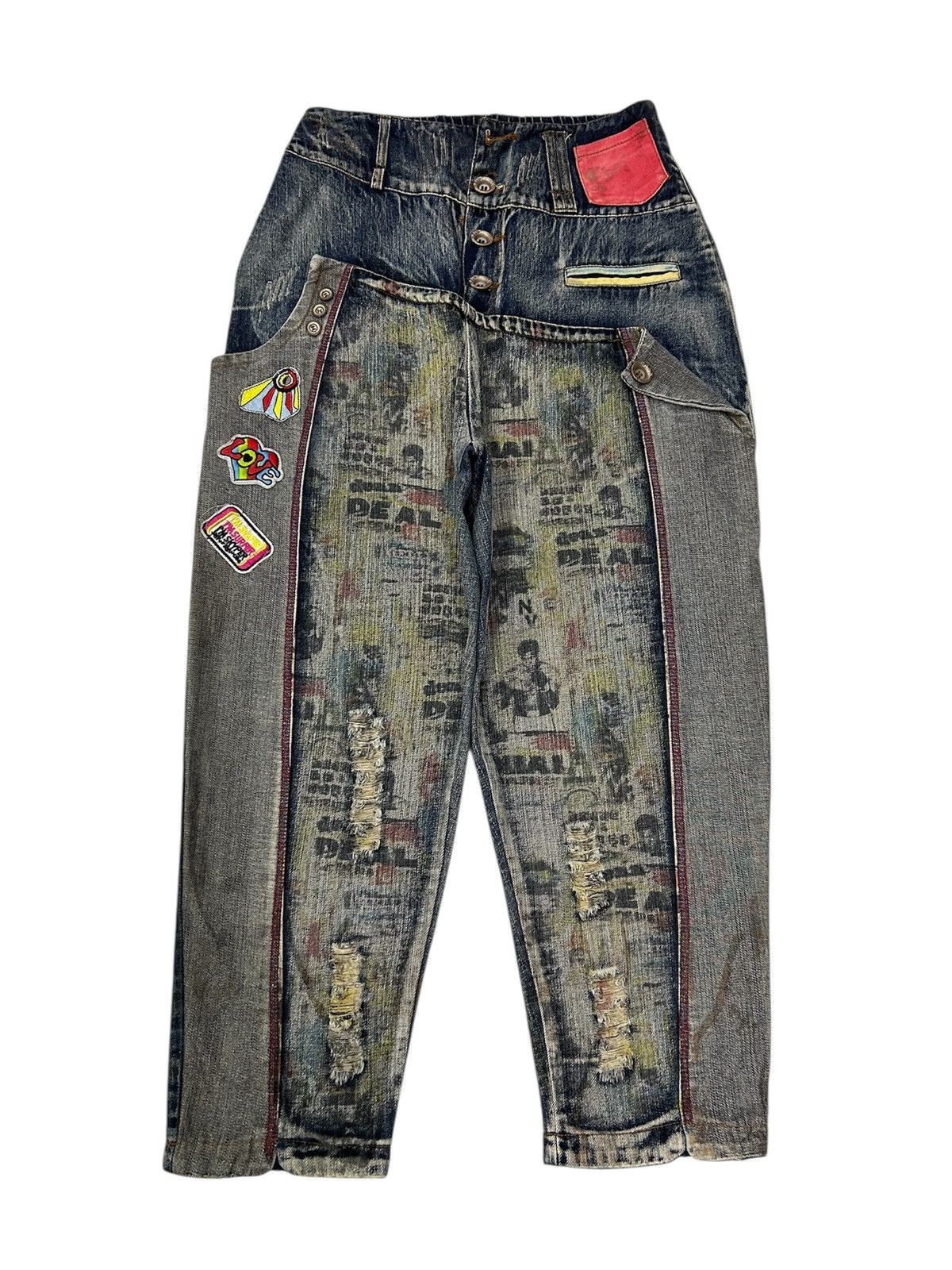 Japanese Brand Vintage Y2K Japanese Sick Artwork Denim Double Layer Jeans Size US 28 / EU 44 - 1 Thumbnail
