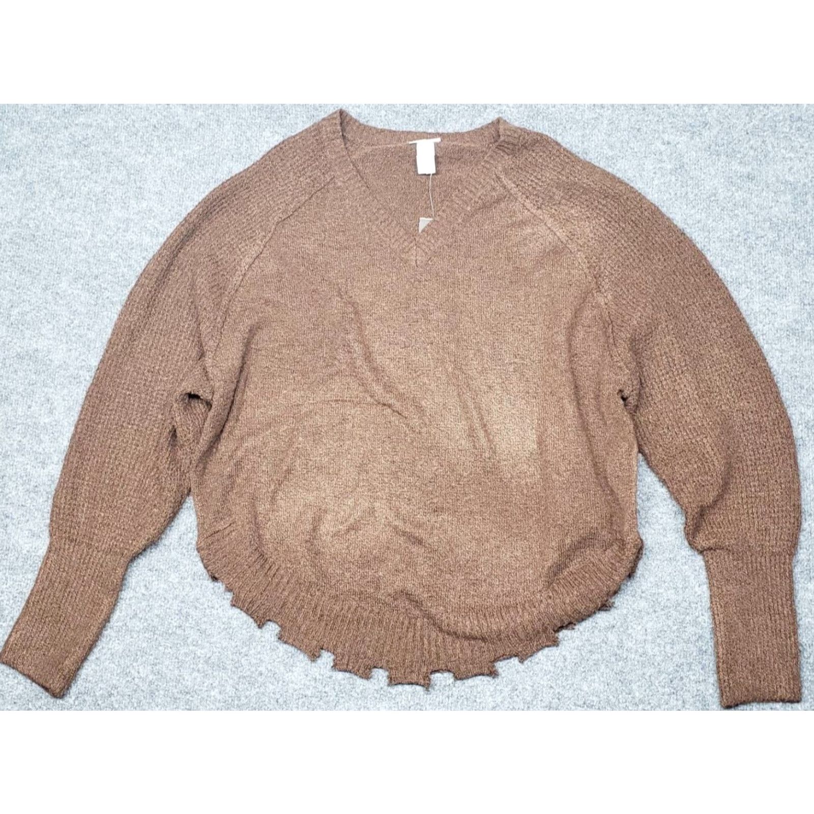 Vintage Rue21 Sweater Womens S Brown Long Sleeve V-Neck Scalloped Hem Pullover New Size S / US 4 / IT 40 - 2 Thumbnail