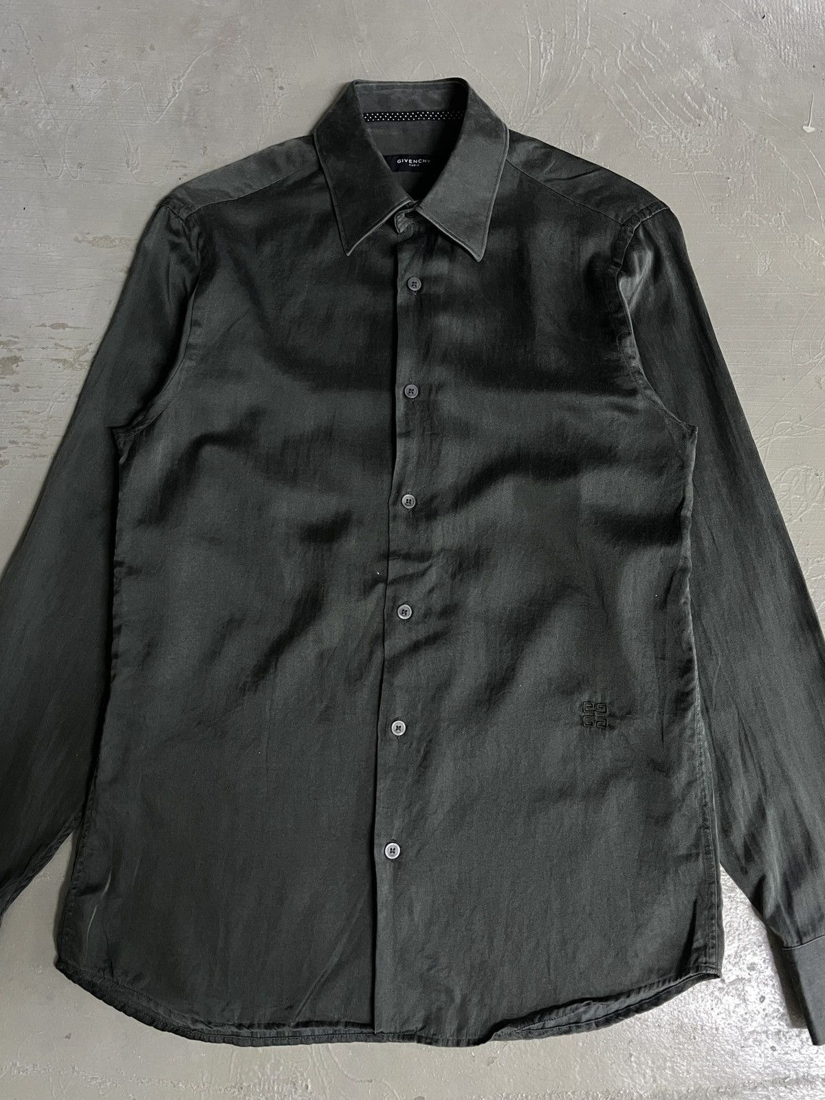 Givenchy SS2008 - Givenchy Men Black Silk Small Logo Button Up Shirt Size US M / EU 48-50 / 2 - 2 Thumbnail
