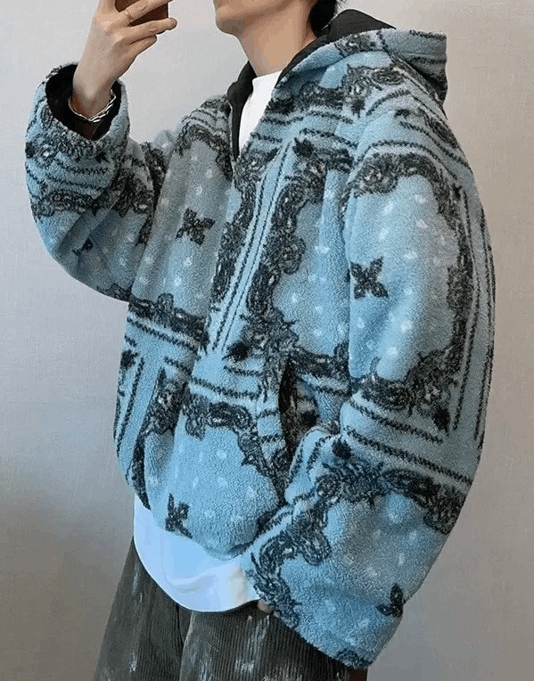 Japanese Brand × Vintage Retro punk paisley reversible fleece hoodie windbreaker Size US M / EU 48-50 / 2 - 2 Thumbnail