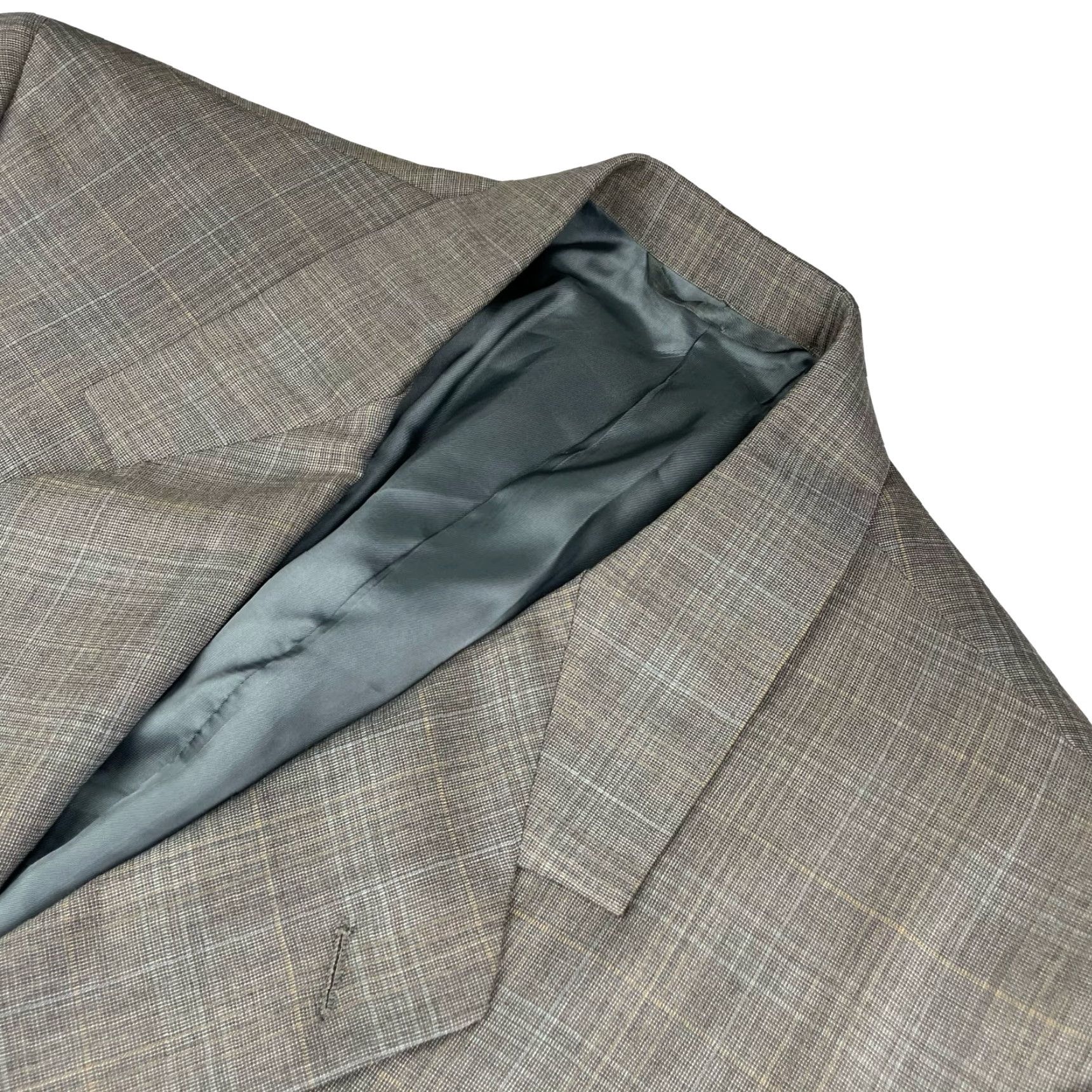 Vintage Hickey Freeman x Maus Hoffman Men’s Blazer 44 Long Wool Plaid Beige Gray 2-Button Single-Breasted Notch Lapel Vintage: No Mens Size 44R - 2 Thumbnail