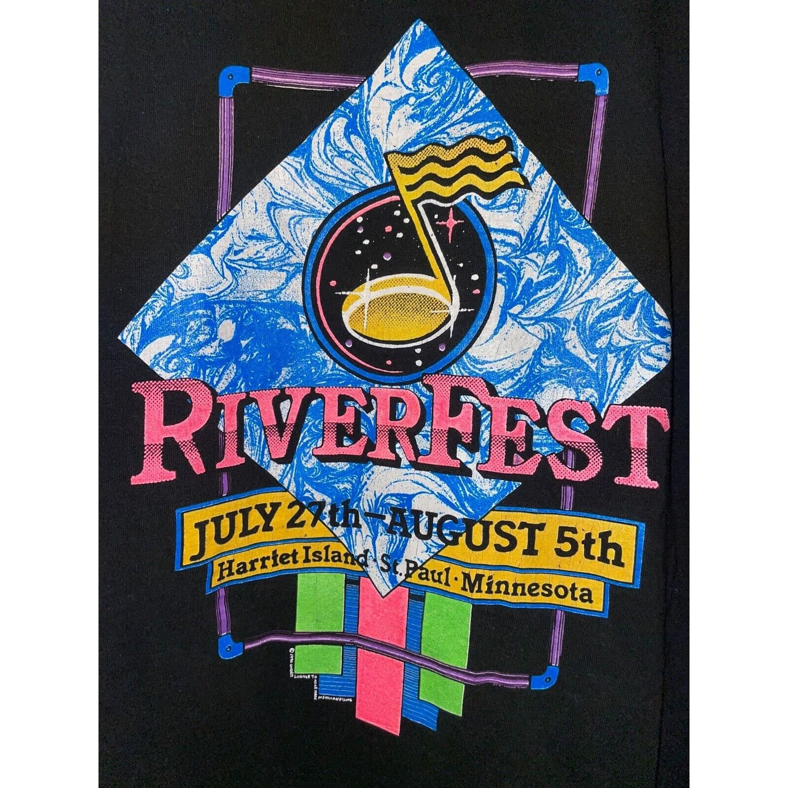 Fruit Of The Loom Vintage Riverfest Shirt Chuck Berry REO Sinead Concert Tee Size US L / EU 52-54 / 3 - 4 Thumbnail