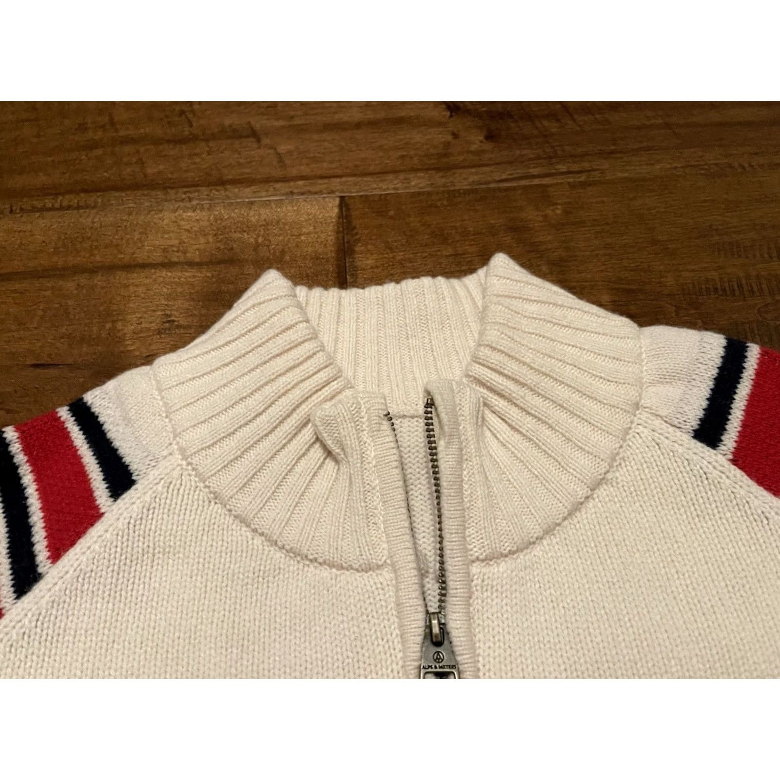 Vintage Alps & Meters Alpine Slalom Knit Ski Sweater Ivory Merino Wool Cashmere -Men's L Knit Sweater Pullover Mock Neck Long Sleeve Casual Winter Skiing Mens Size US L / EU 52-54 / 3 - 3 Thumbnail