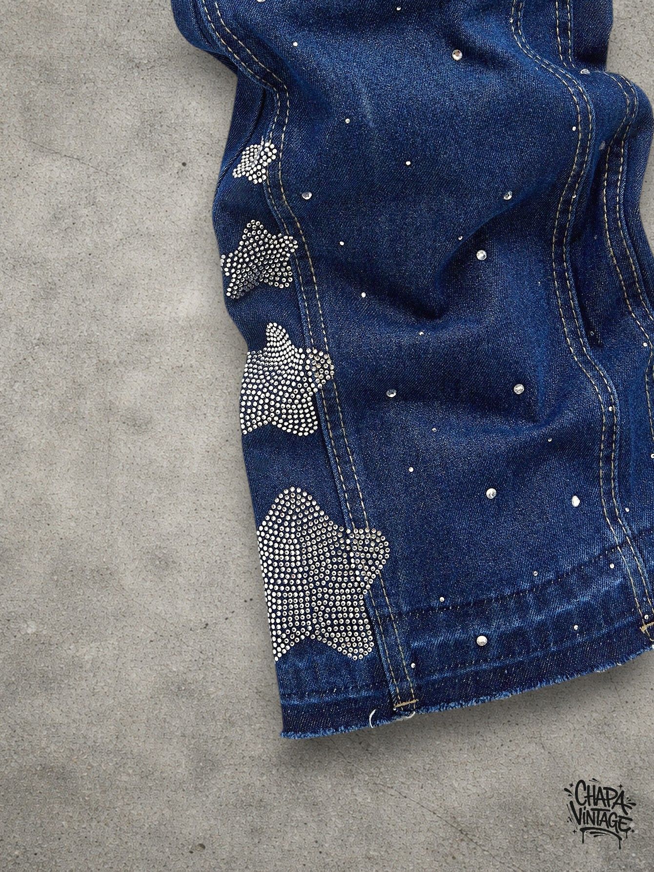 Japanese Brand Washed rhinestone slim jeans Size US 32 / EU 48 - 3 Thumbnail
