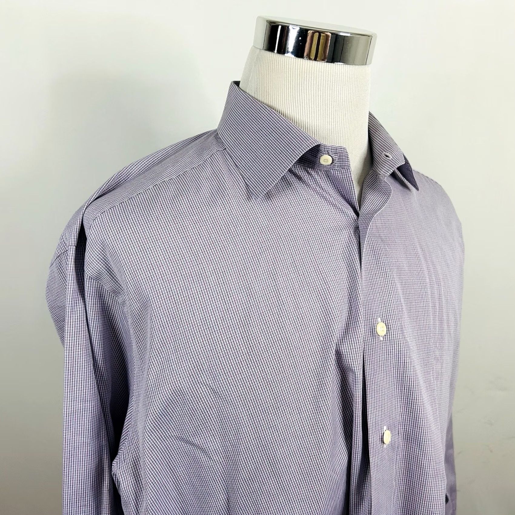 David Donahue David Donahue Dress Shirt 17.5 34/35 Plaid Cotton Regular Fit Multicolor Men Shirt Size 48R - 2 Thumbnail