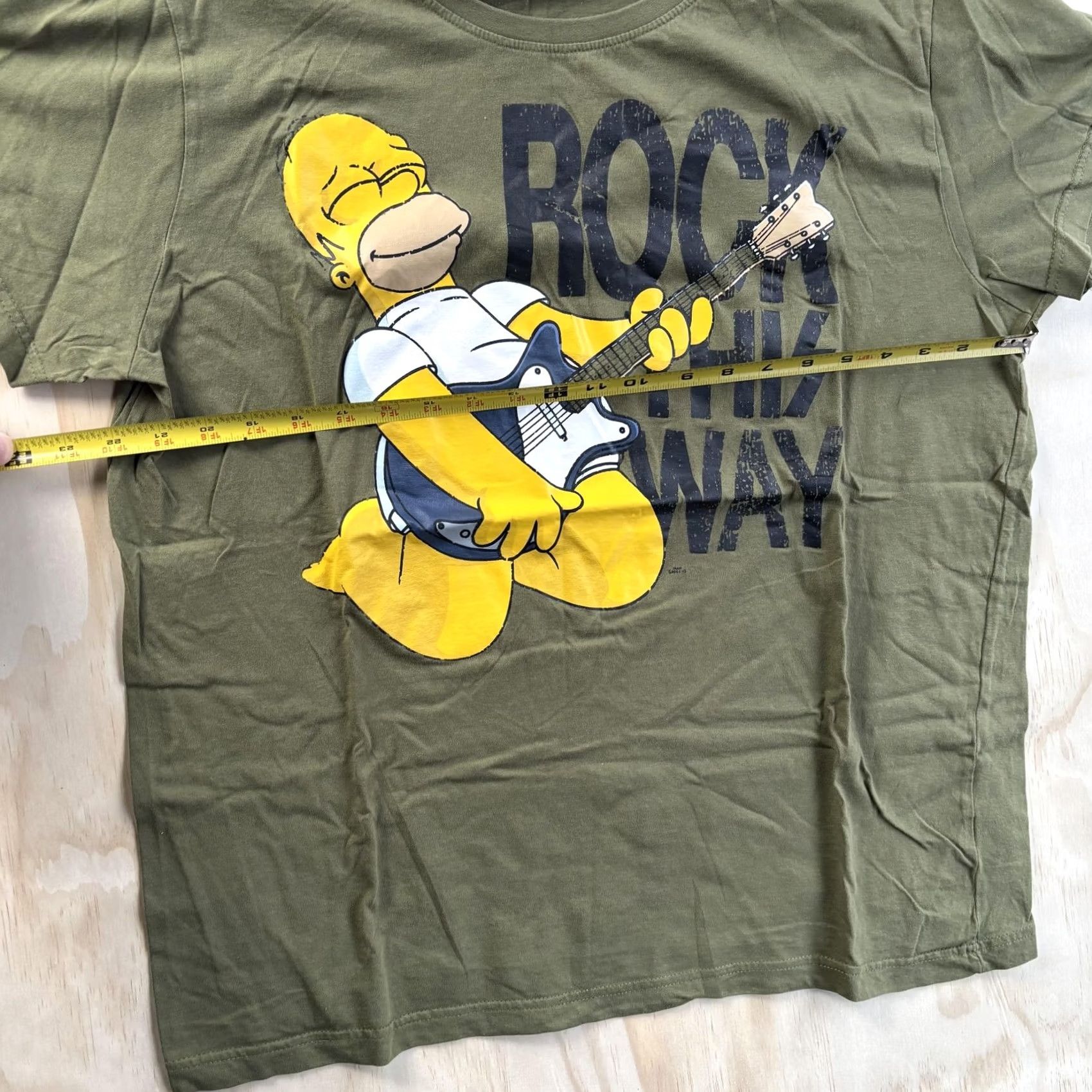 Vintage The Simpsons Shirt Mens XL Green Homer Rock This Way Graphic T-Shirt Size US XL / EU 56 / 4 - 4 Thumbnail